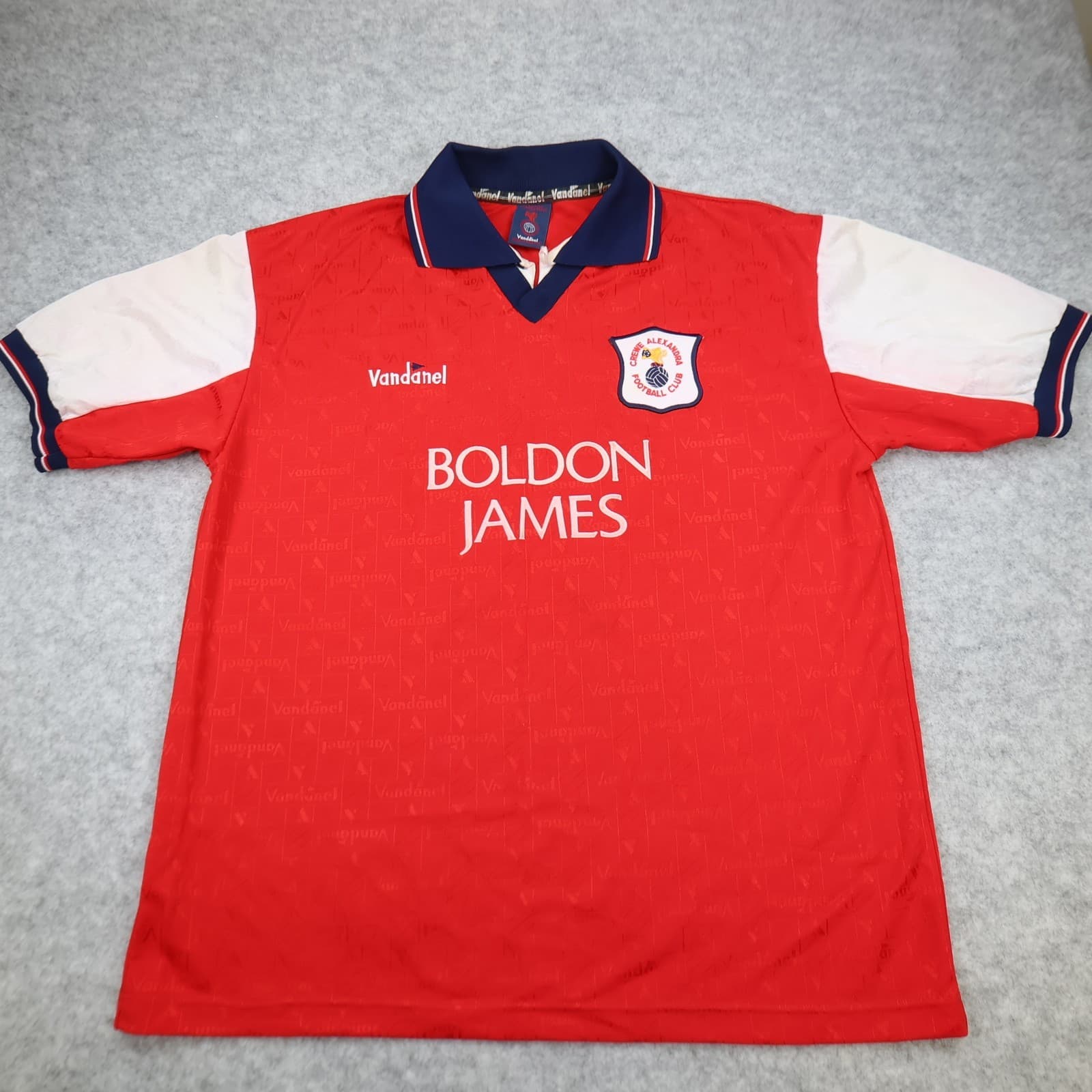 Vintage Crewe Alexandra Shirt Large Red Home Kit 1995 1996 Vandanel Boldon James