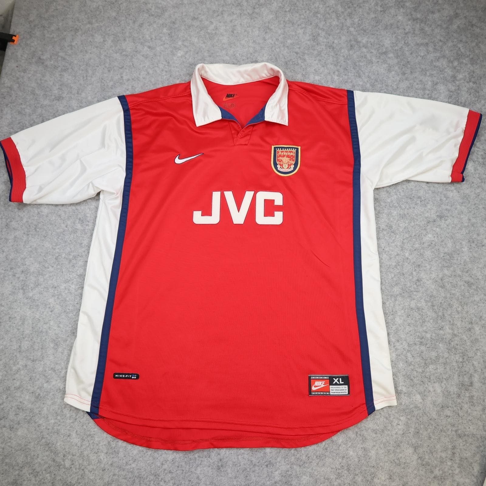 Vintage Arsenal Shirt Mens XL Red Home 1998 1999 Nike JVC Adams 6 Soccer Jersey photo 2