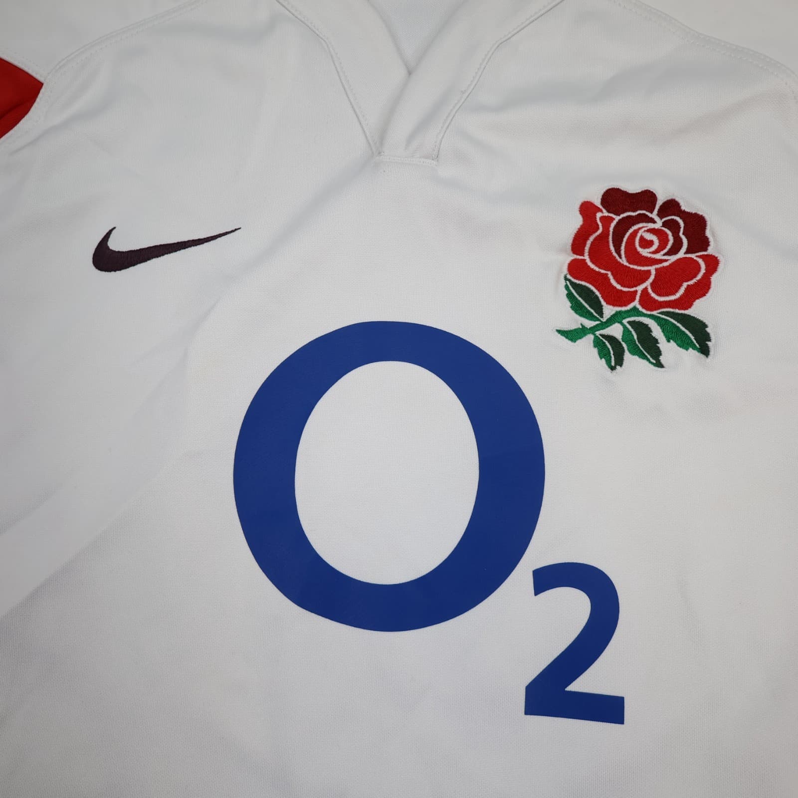 England Rugby Shirt Large White Home Kit 2005 2007 Nike Jersey O2 L photo 3
