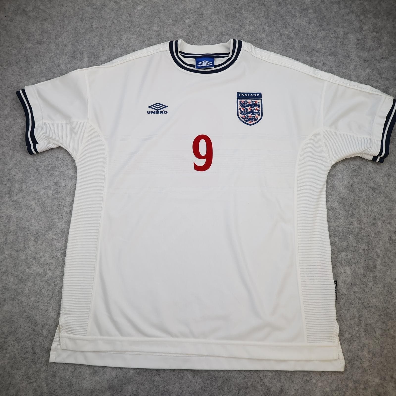 Vintage England Home Shirt Mens 2XL White 1999 2001 Football Umbro Shearer 9 photo 2