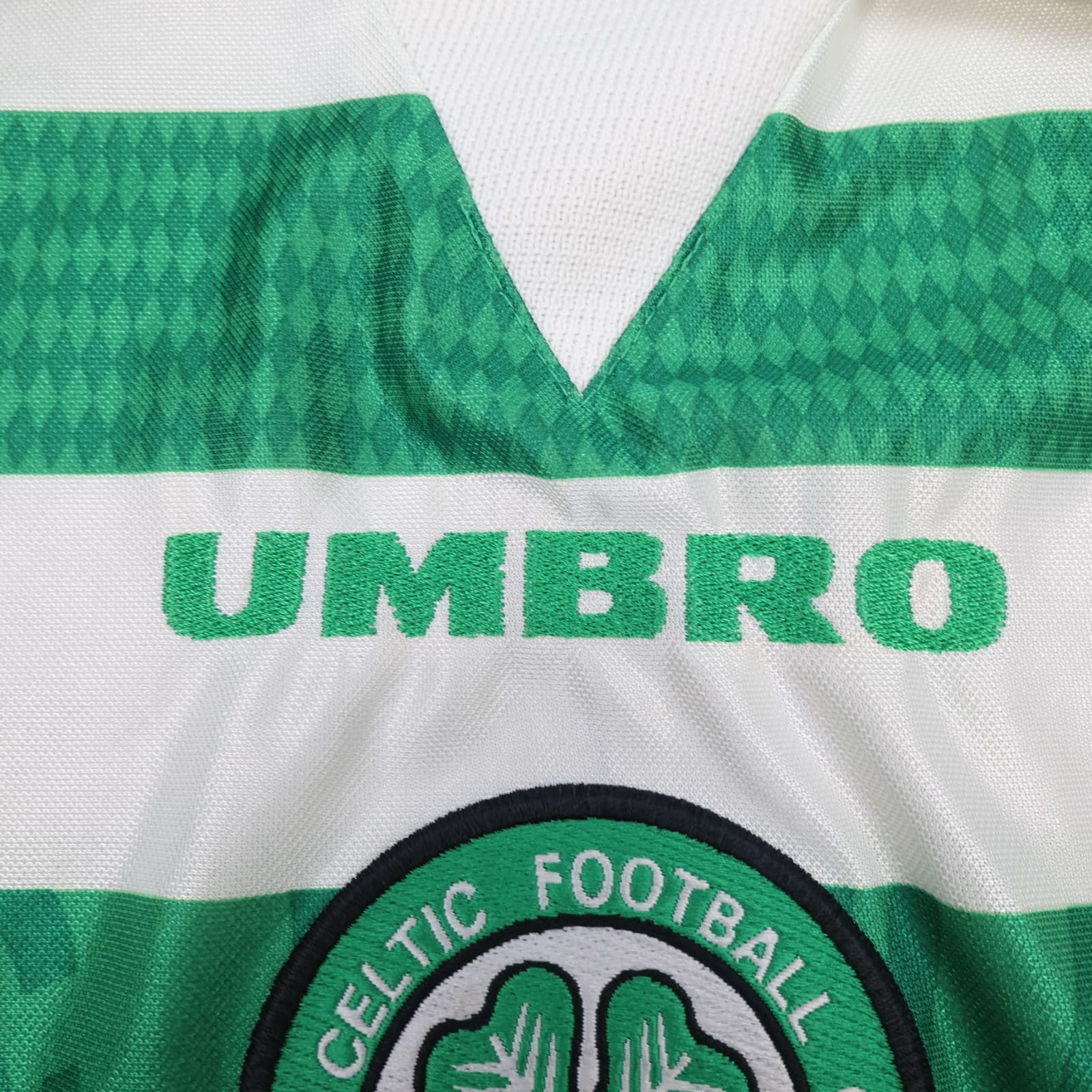 Celtic Football Shirt Extra Large Green Striped Home Kit 1997 1998 Umbro Jersey photo 5
