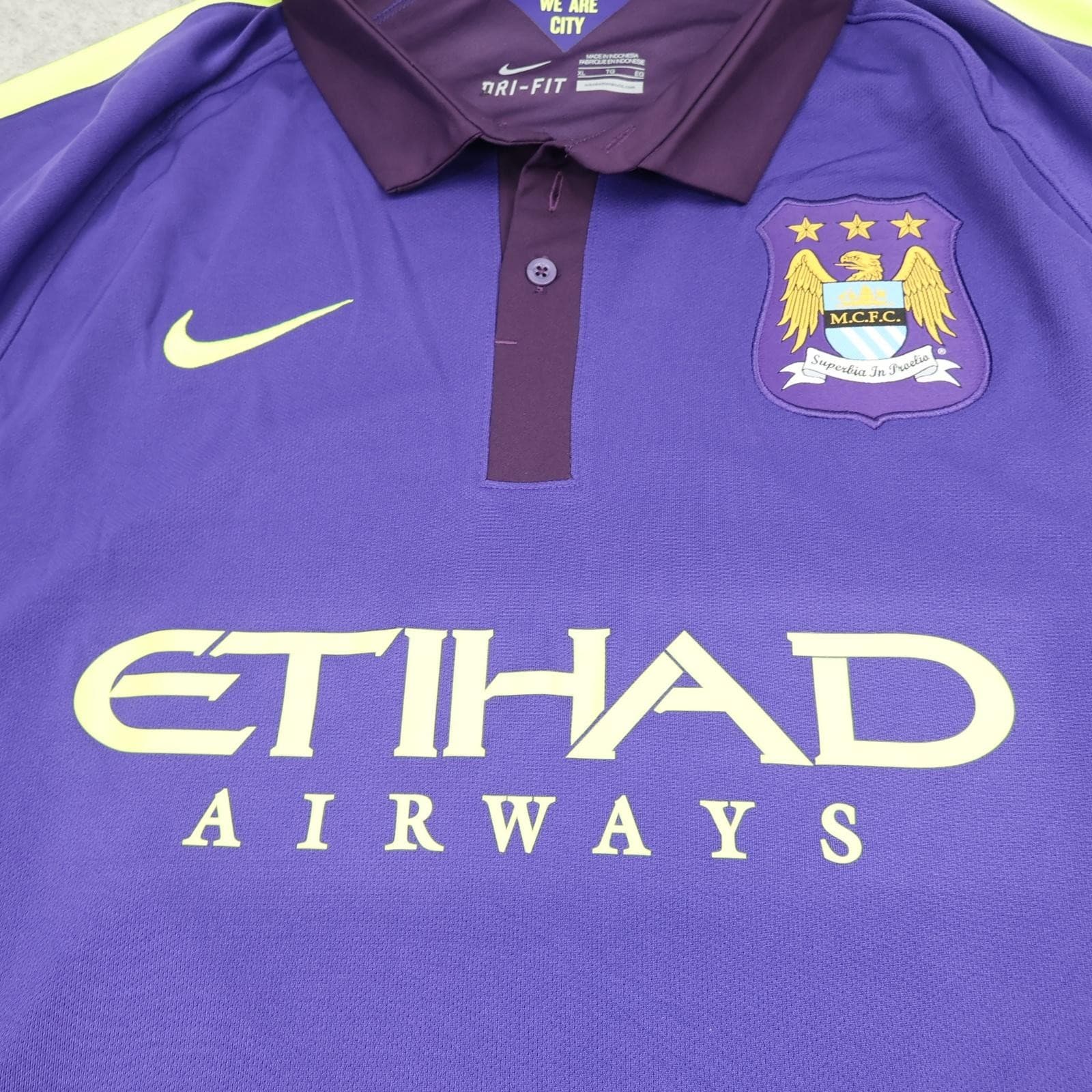 Manchester City Shirt Mens XL Purple 3rd Kit 2014 2015 Football Nike Aguero 16 photo 3