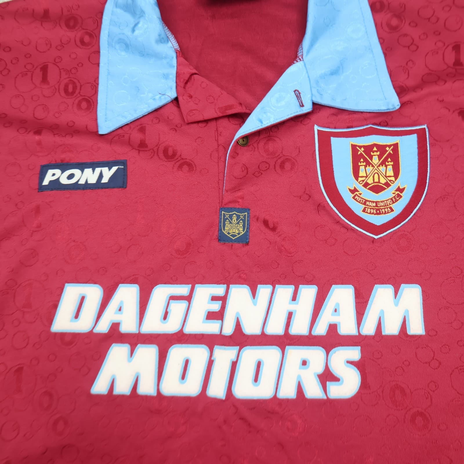 Vintage West Ham Shirt Medium Blue 1995 1997 Pony Home Shirt Soccer Jersey photo 3