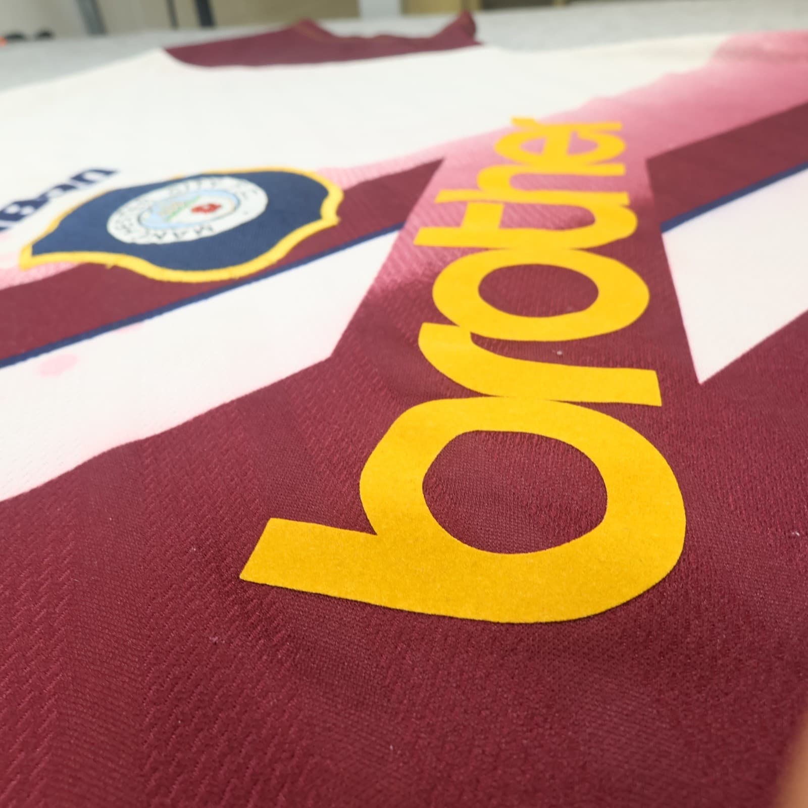 Vintage Manchester City Shirt Large Burgundy Away Kit 1996 1997 Umbro Jersey photo 7