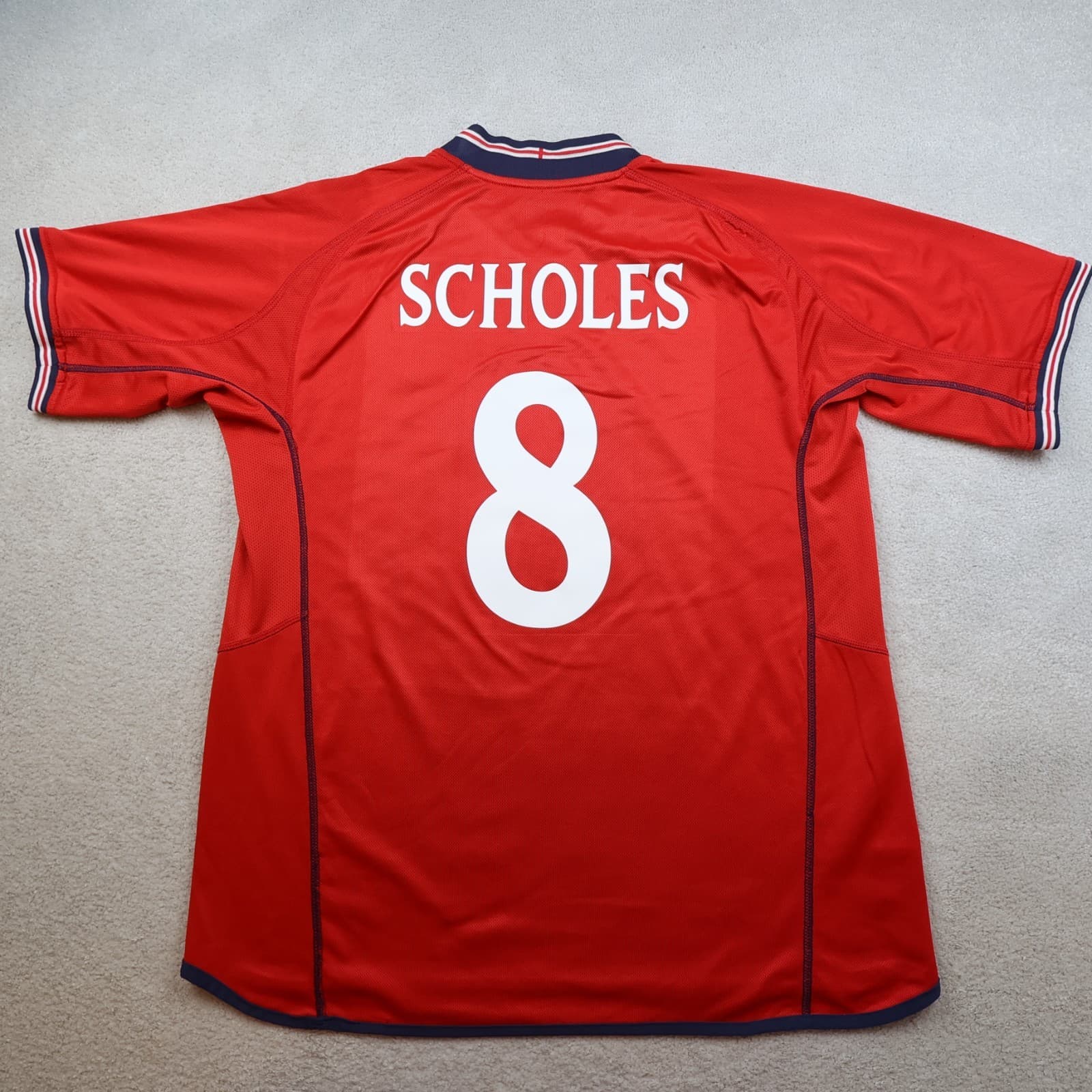 England Football Shirt Large Red Away Kit 2002 2004 Jersey Paul Scholes Umbro