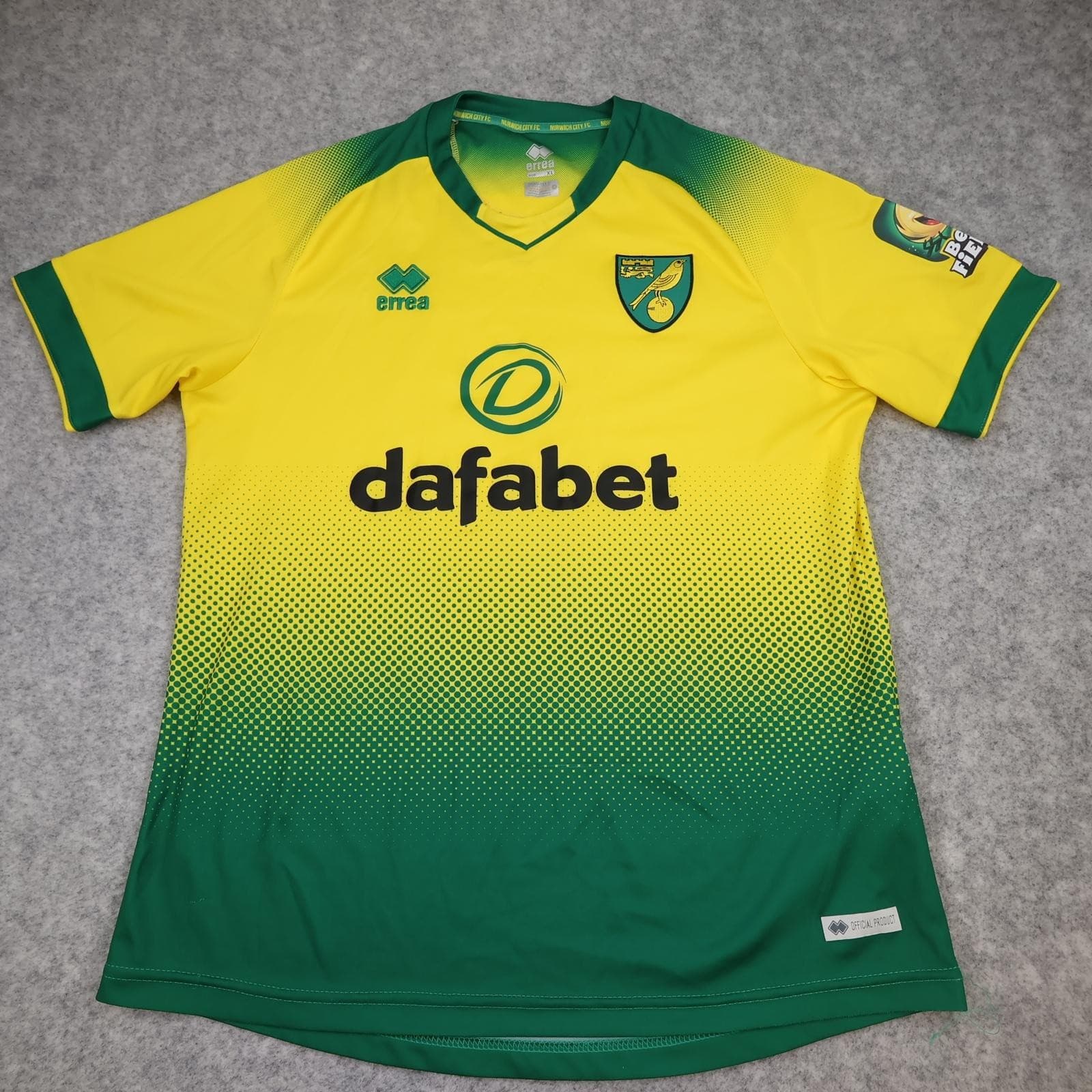 Norwich City Shirt Mens XL Yellow Home 2019 2020 Errea Dafabet Soccer Jersey