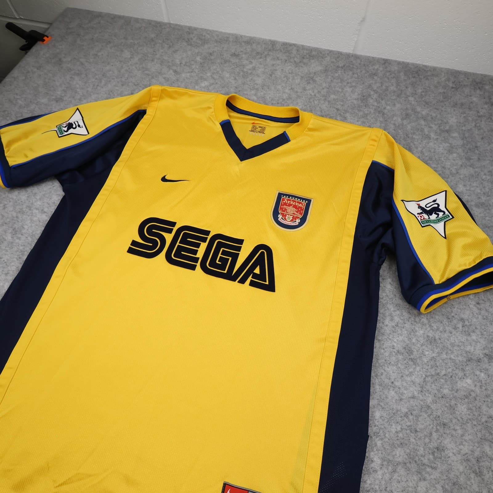 Vintage Arsenal Shirt Mens Large Yellow Away 1999 2001 Nike SEGA Henry Jersey photo 8