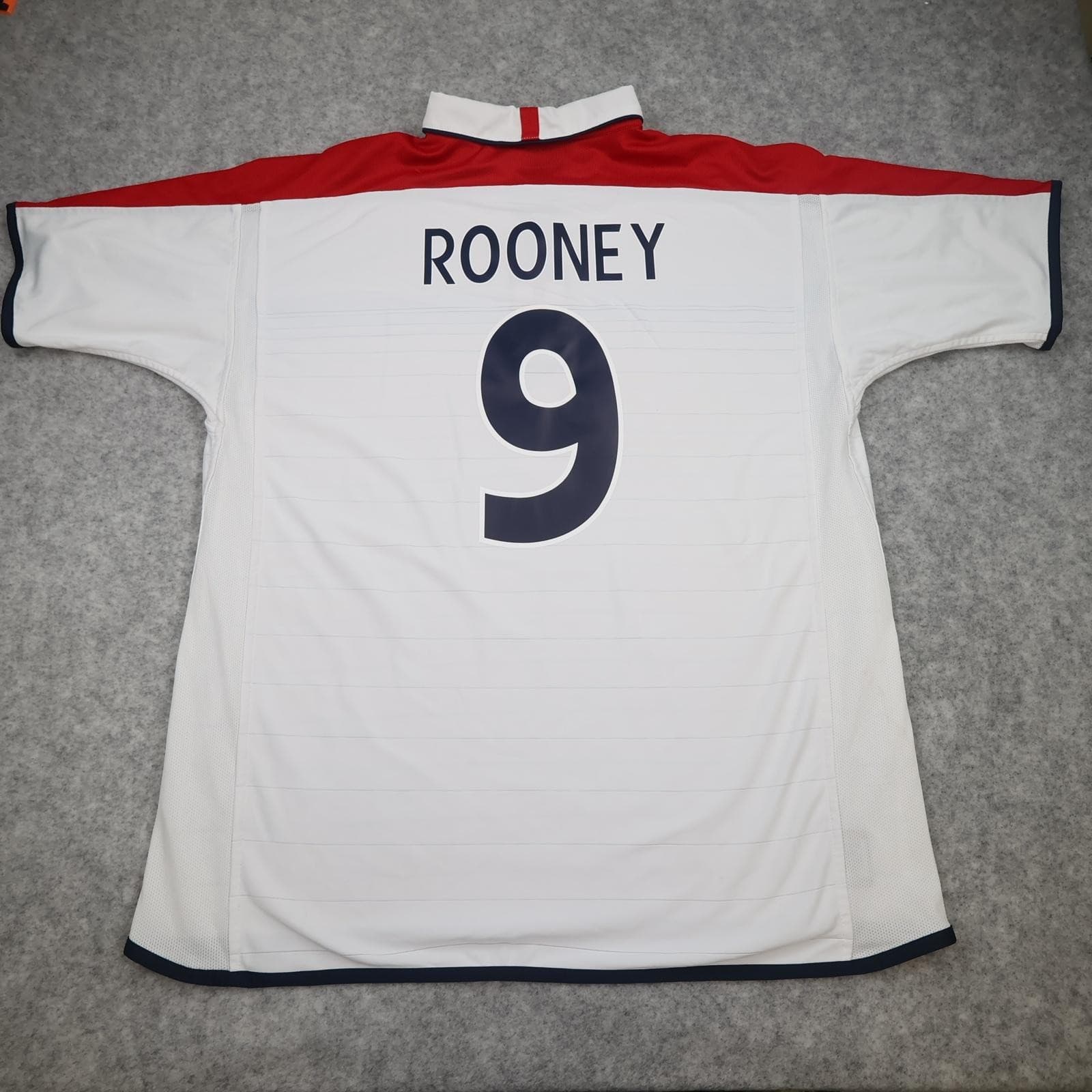 Vintage England Home Shirt Mens 2XL White 2000s Football Umbro Rooney 9 Jersey