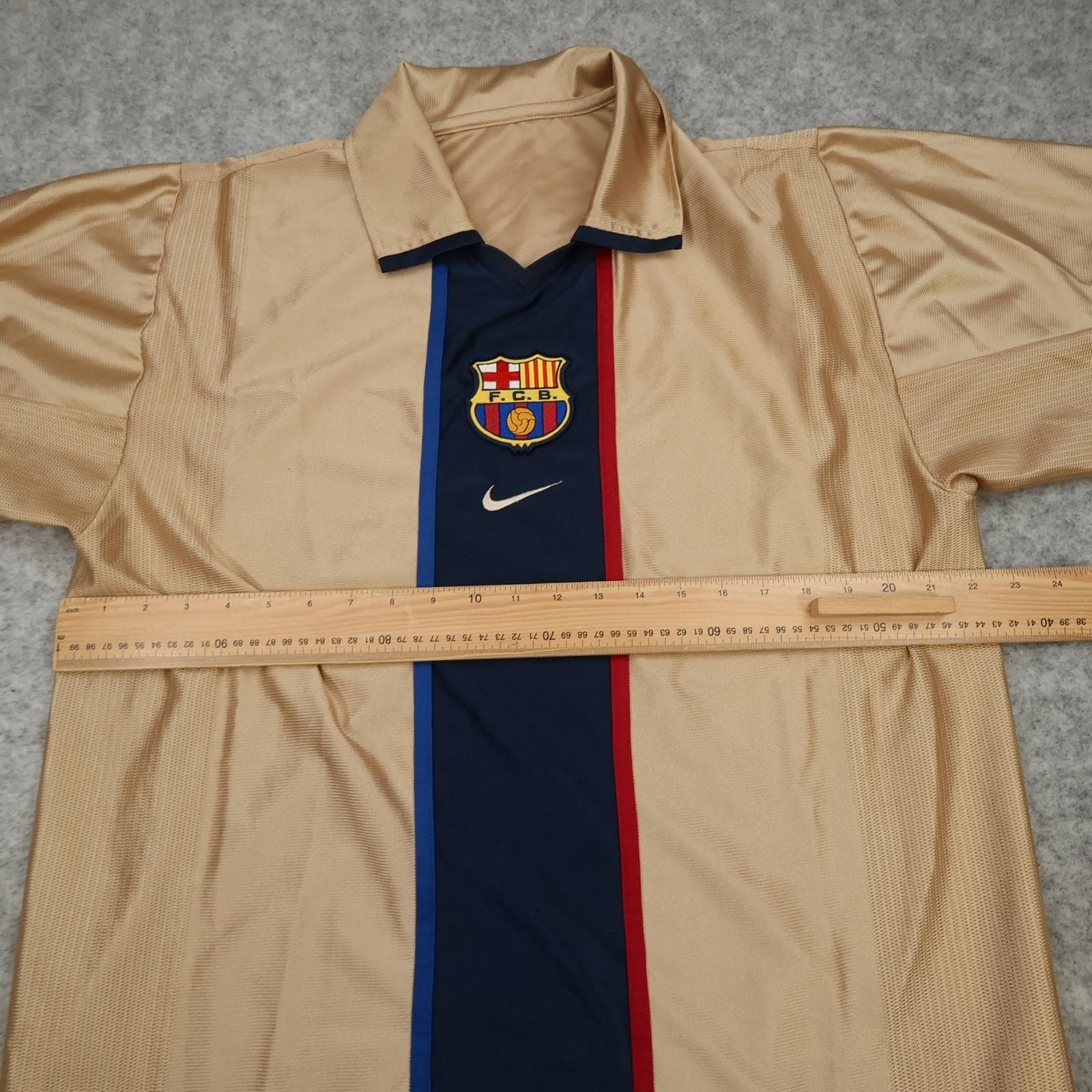 Vintage Barcelona Shirt Mens Extra Large Gold Away 2001 2002 Football Nike photo 7