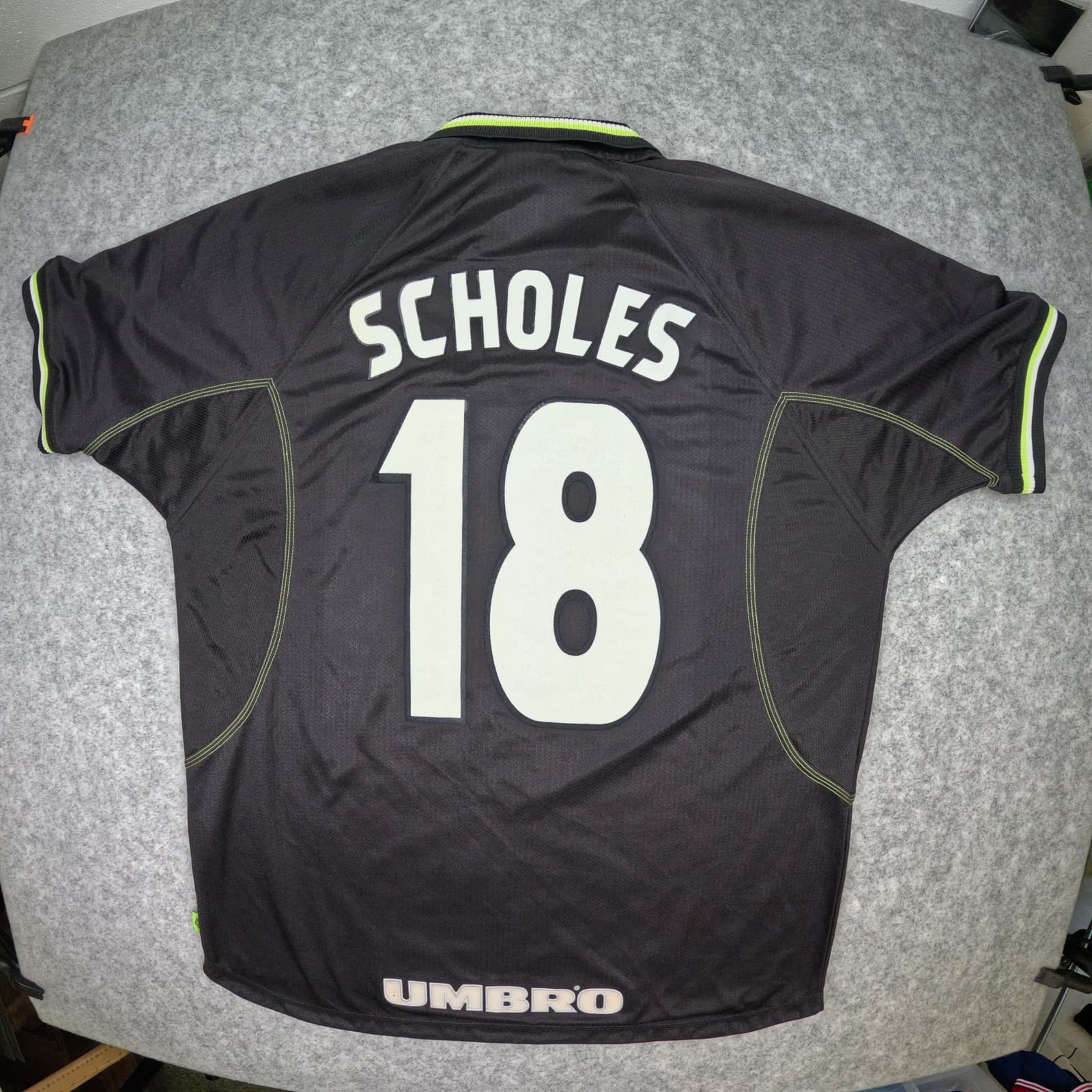 Manchester United Football Shirt Extra Large Black 1998 1999 Umbro Scholes 18