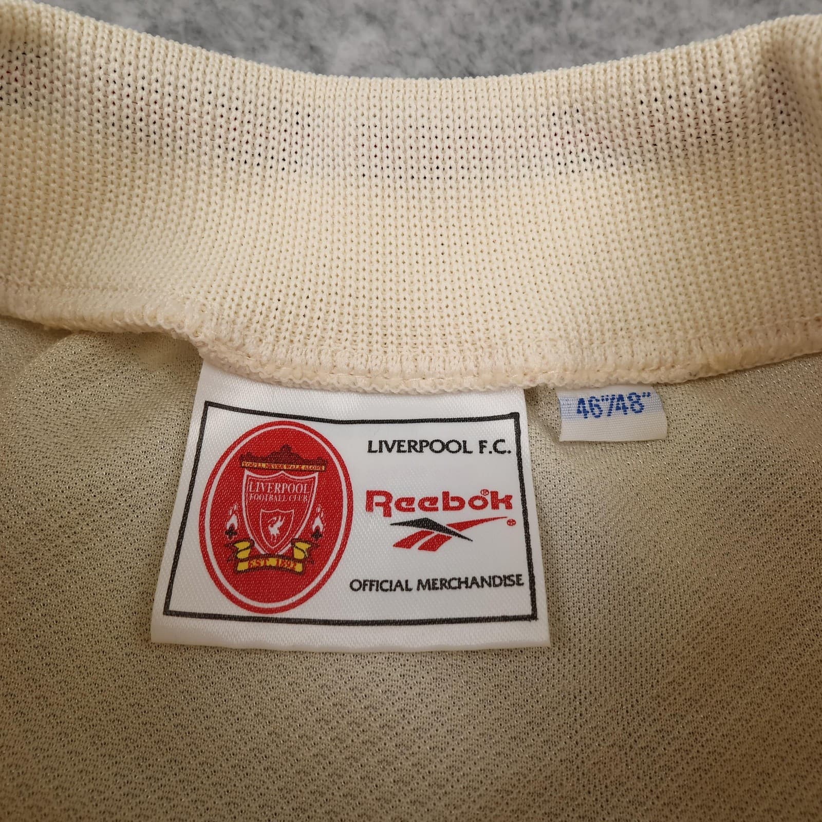 Vintage Liverpool Away Shirt Mens 2XL Beige 1996 1997 Reebok Soccer Jersey photo 10
