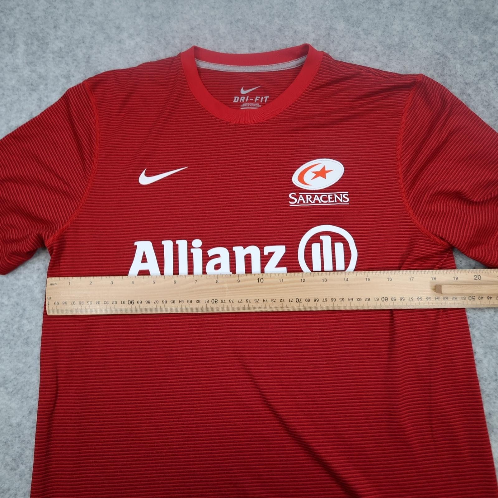 Saracens Rugby Shirt Mens Medium Red Rugby Union Nike Dri Fit Allianz Jersey photo 9