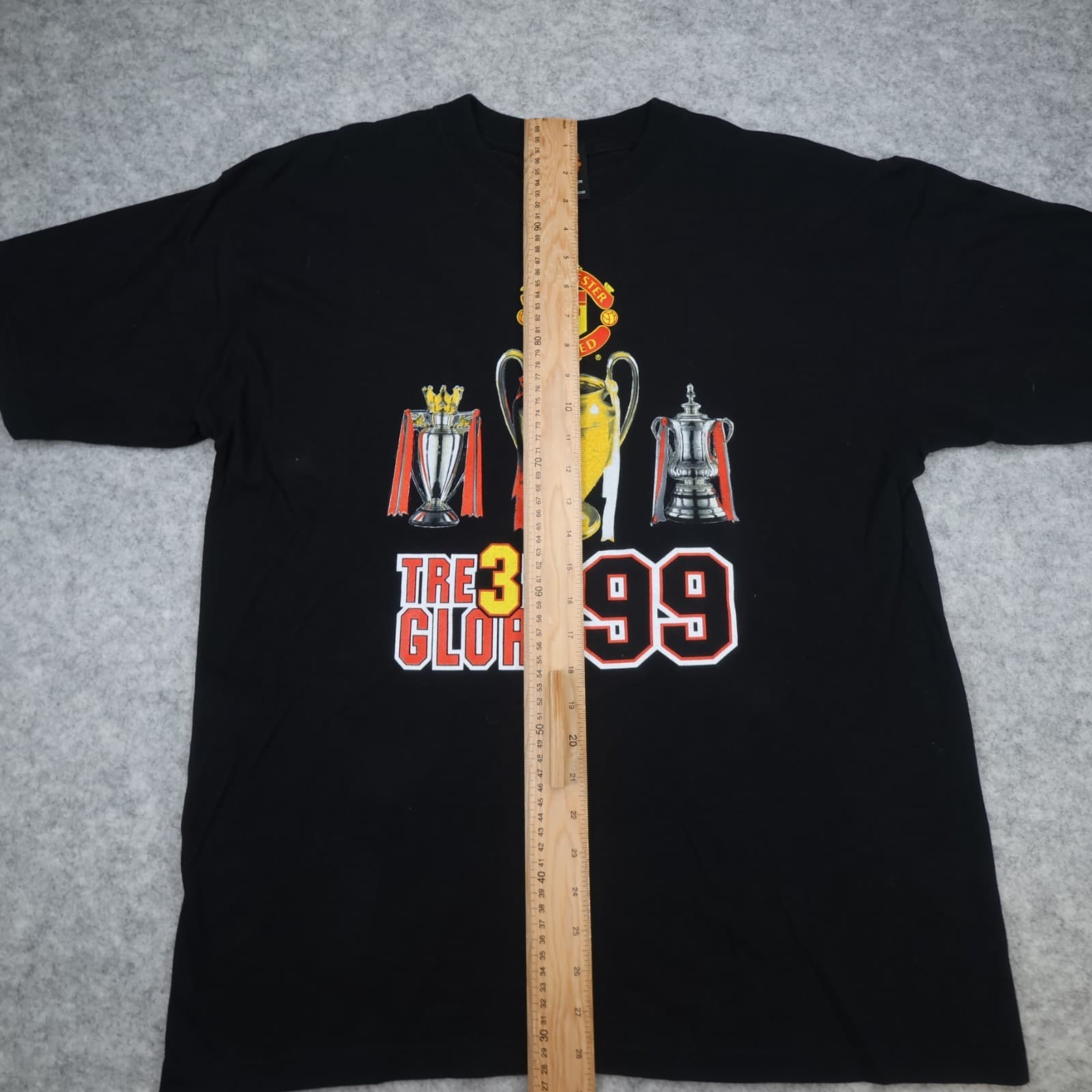 Vintage Manchester United Shirt Large Black Treble Glory Graphic 1999 90s photo 8