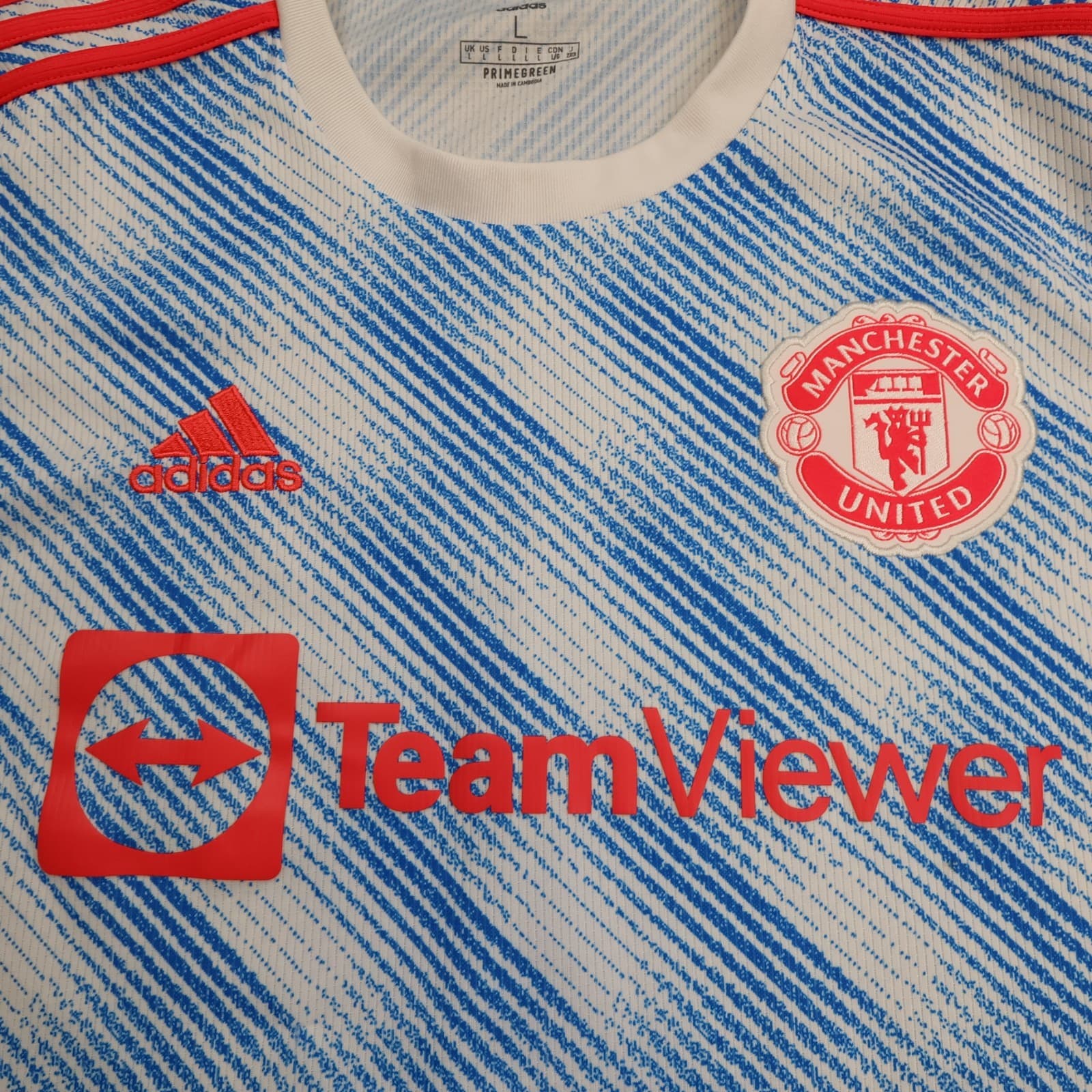 Manchester United Shirt Large Blue Away Kit 2021 2022 Adidas Soccer Jersey photo 3