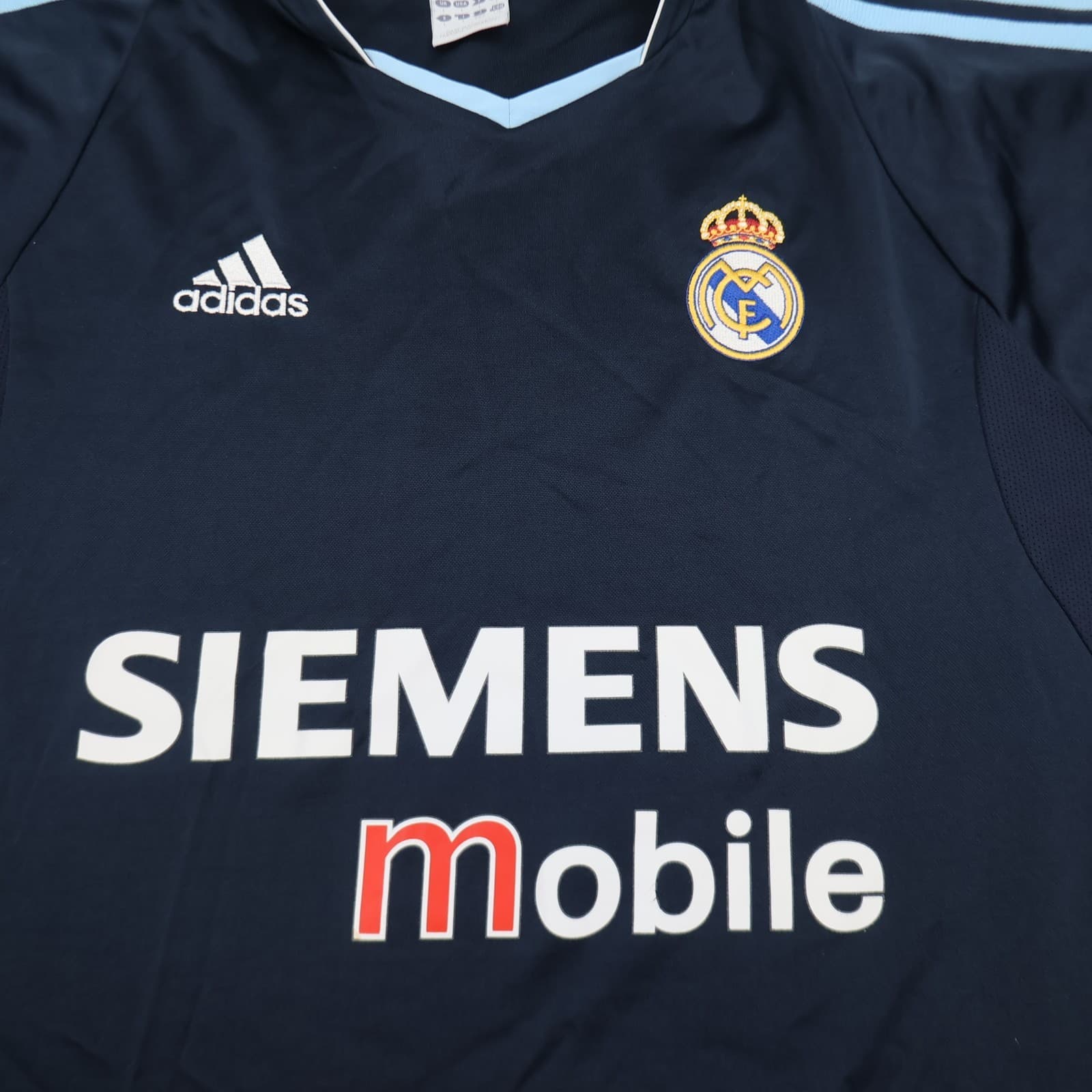 Vintage Real Madrid Shirt Large Blue Away Kit 2002 2003 Adidas Football Jersey photo 3