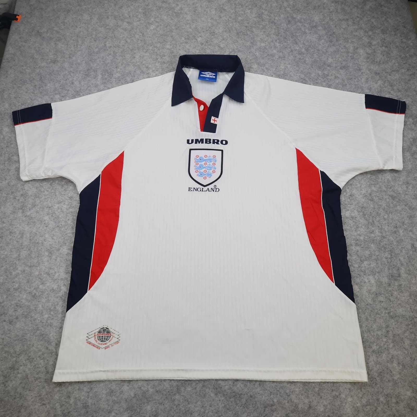 Vintage England Home Shirt Mens 2XL White 1998 1999 Umbro VAPA TECH Jersey 90s