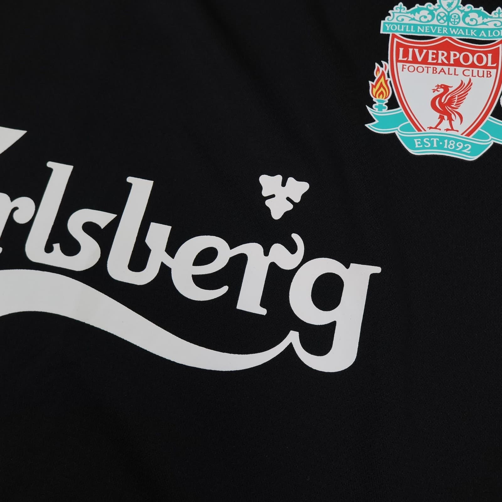 Liverpool Training Shirt Mens Large Black 2008 Football Adidas Carlsberg Jersey photo 5