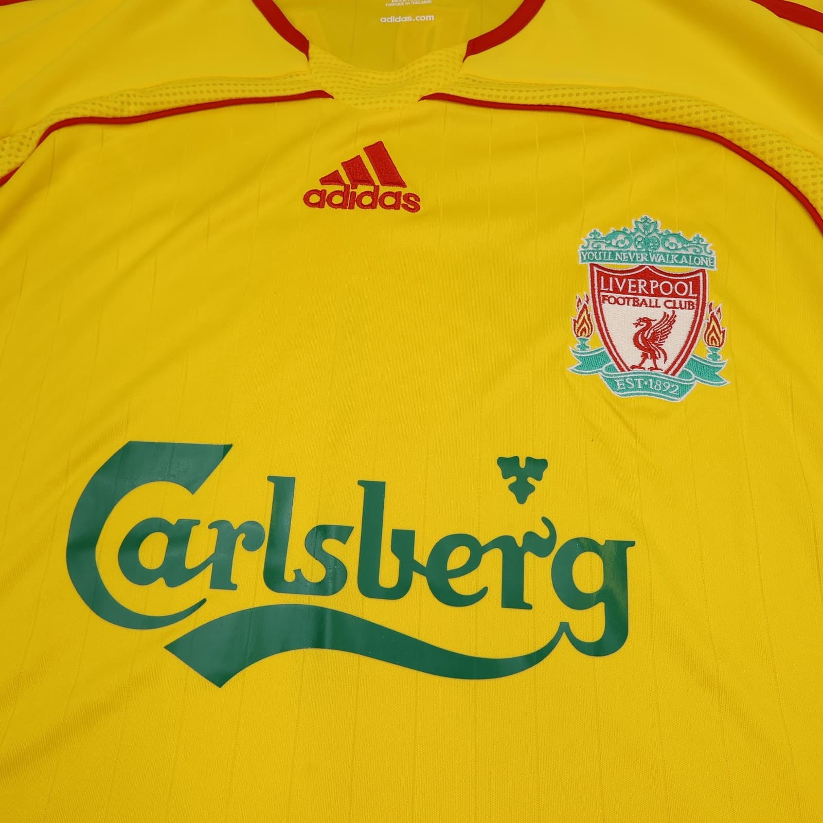 Liverpool Shirt Mens XL Yellow Away Kit 2006 2007 Adidas Gerrard 8 Soccer Jersey photo 3