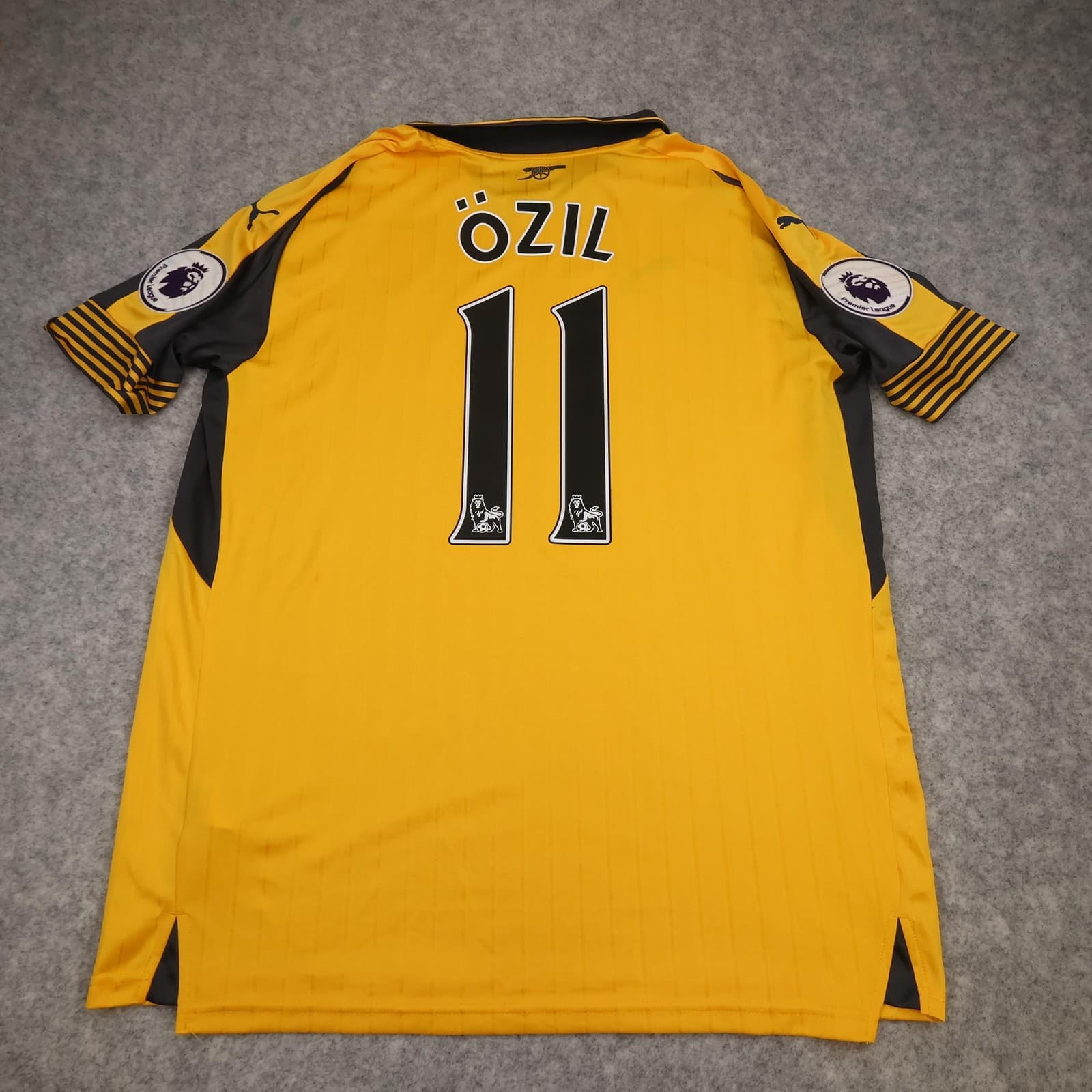 Arsenal Away Shirt Mens Large Yellow 2016 2017 EPL Football Puma Ozil 11 Jersey