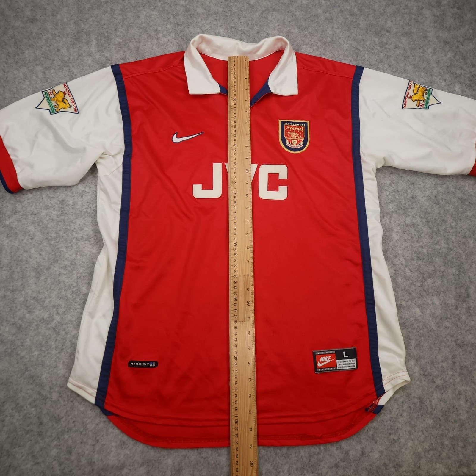 Vintage Arsenal Shirt Mens Large Home 1998 1999 Nike JVC Bergkamp 10 Jersey photo 15