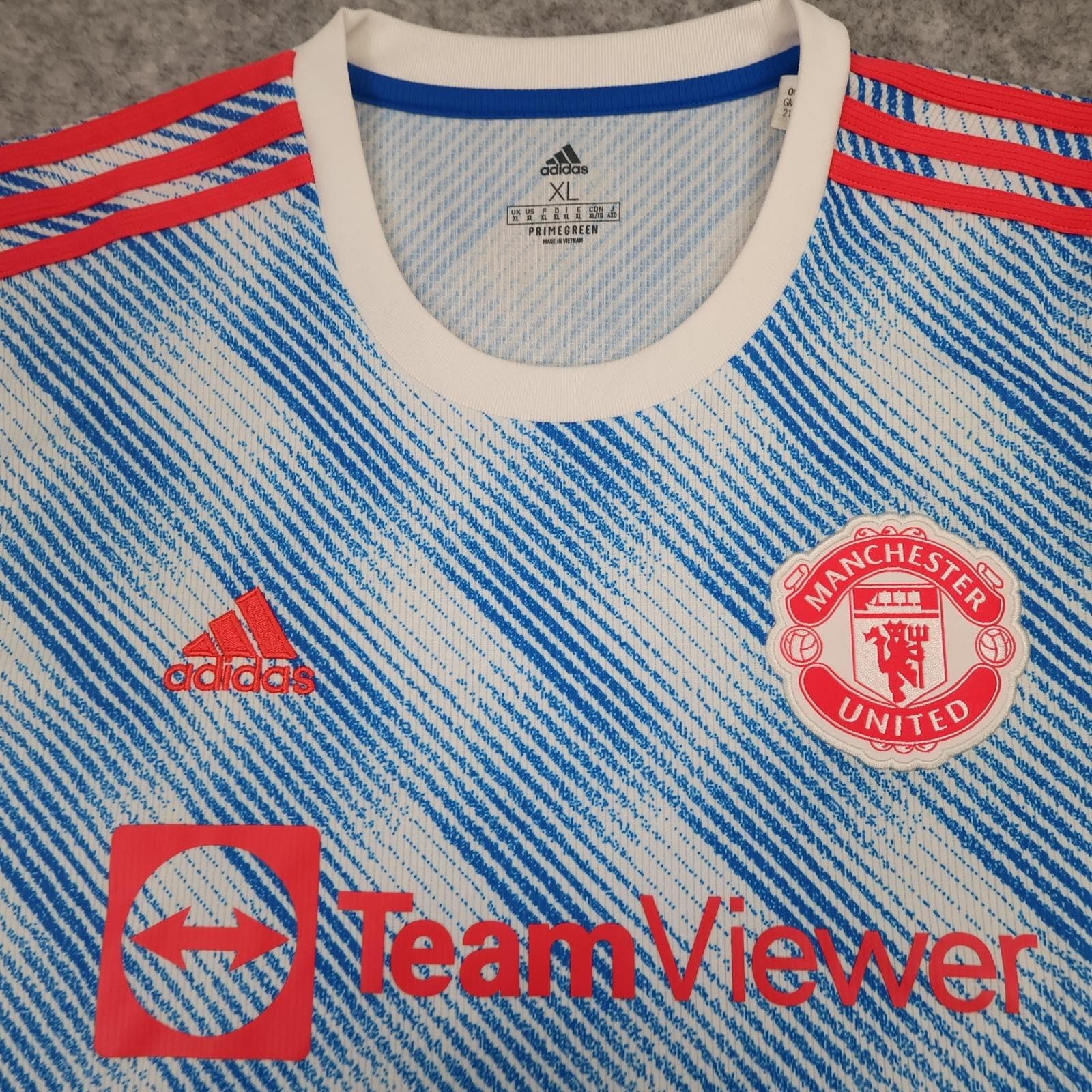 Manchester United Away Shirt Mens XL White 2021 2022 Adidas TeamViewer Jersey photo 2