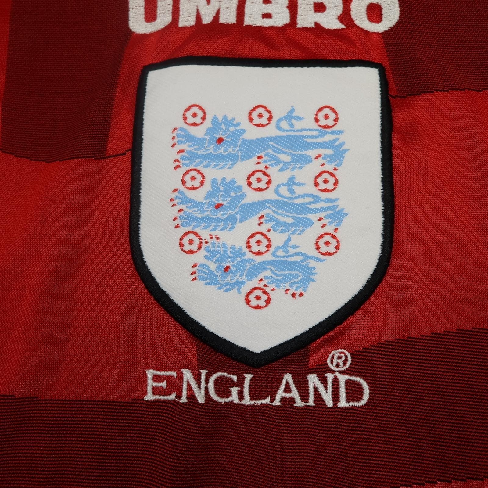 Vintage England Away Shirt Mens 2XL Red 1997 1999 Football Umbro Jersey photo 4