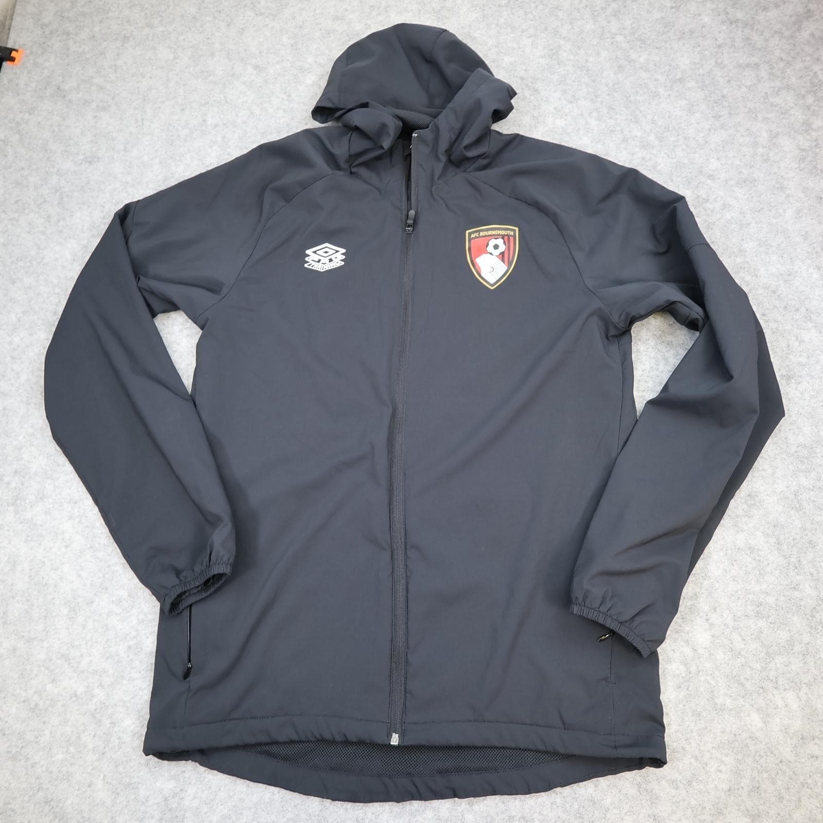 AFC Bournemouth Jacket Mens Small Black Blue Football Umbro Hooded Training