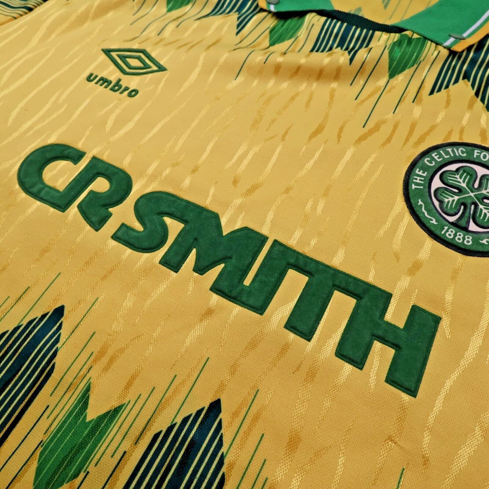 Vintage Celtic Football Shirt Large Yellow Home Kit 1989 1990 Umbro Jersey 38 40 photo 5