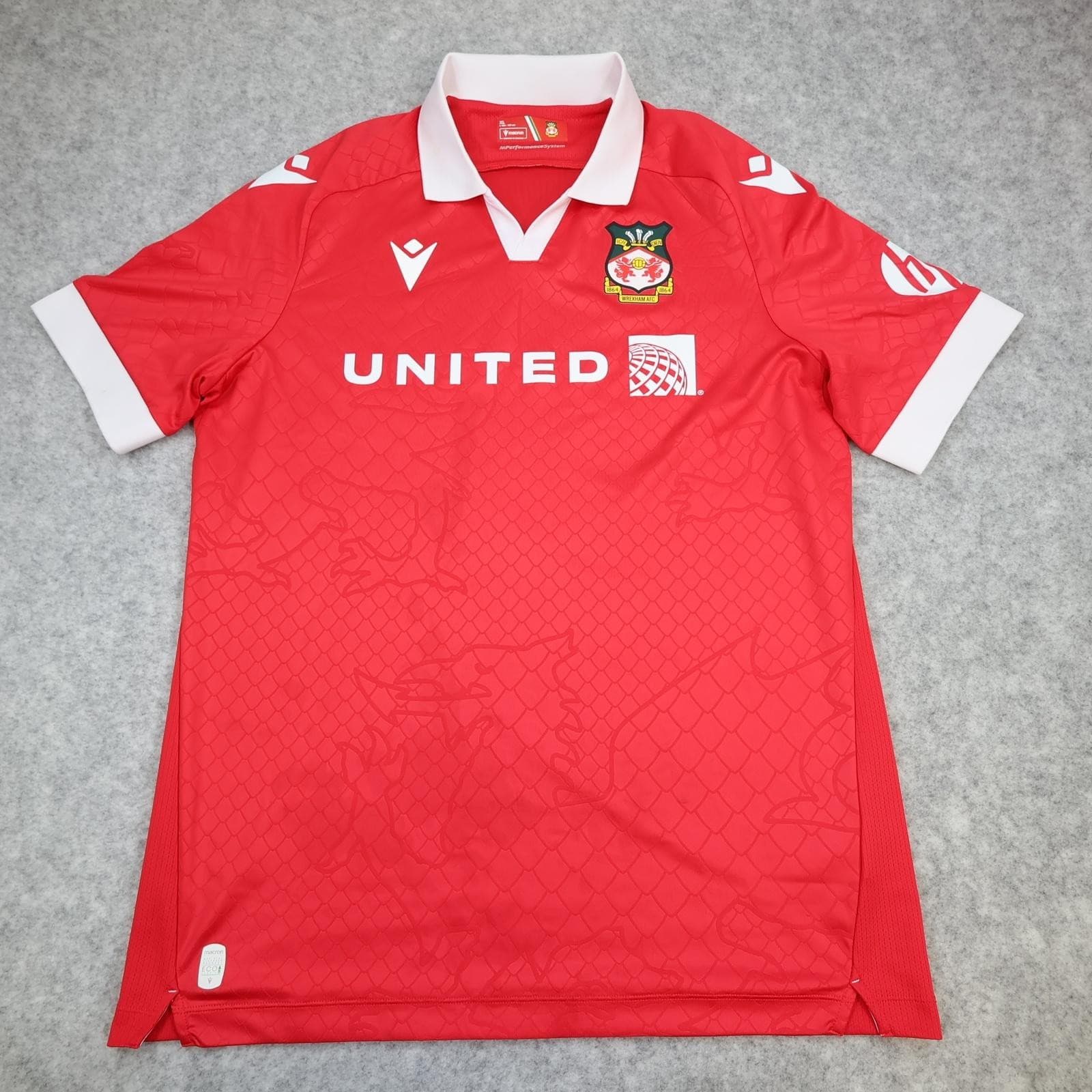 Wrexham AFC Shirt Mens Extra Large Red Home 2023 2024 Football Macron UNITED