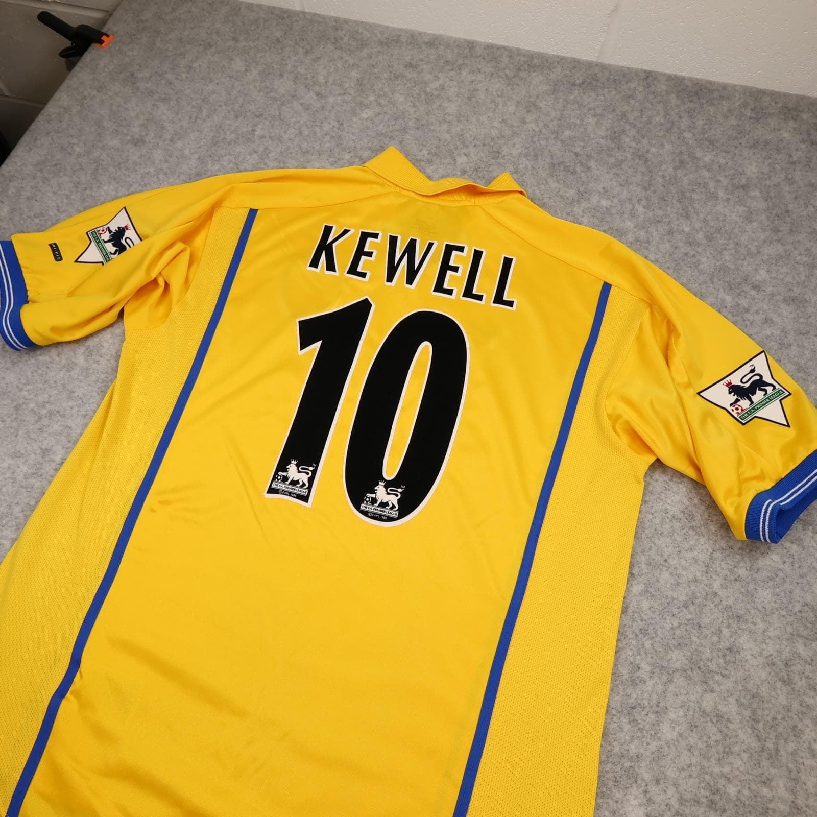 Leeds United Away Shirt Mens Large Yellow 2000 2002 Nike Strongbow Kewell Jersey photo 9
