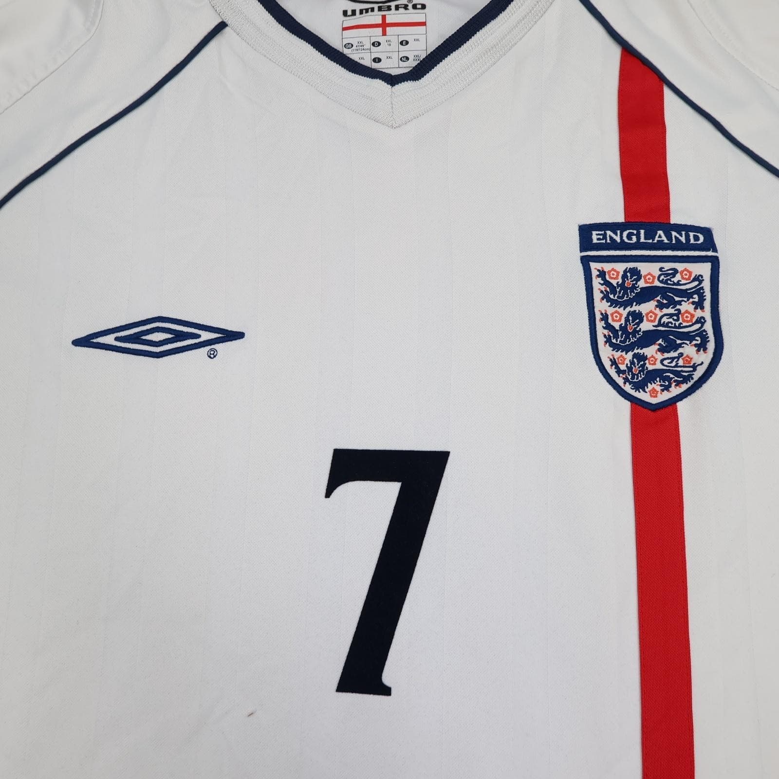 Vintage England Home Shirt Mens 2XL White 2001 2003 Football Umbro Beckham 7 photo 8