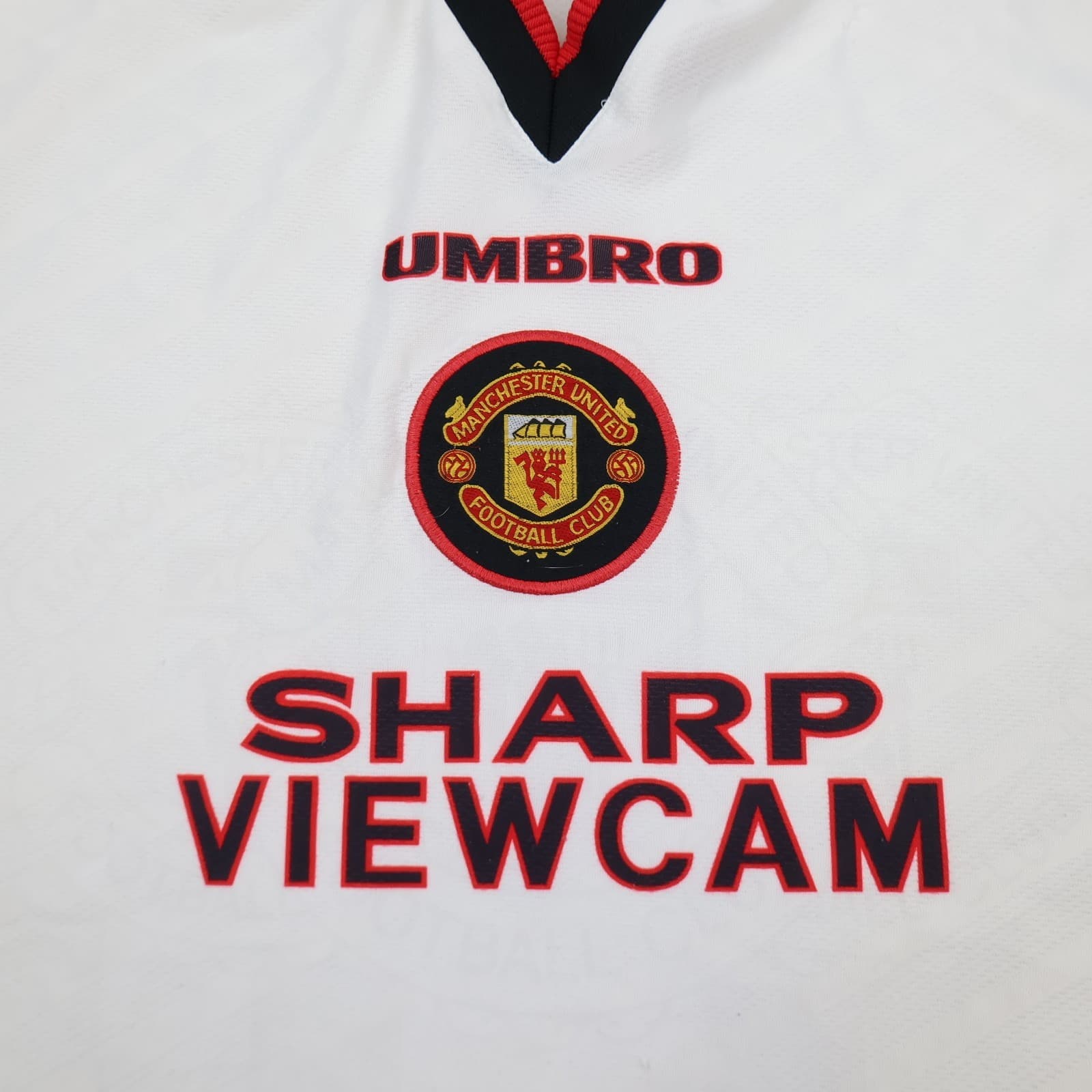 Vintage Manchester United Shirt Medium White Away Kit 1996 1997 Umbro Jersey photo 5