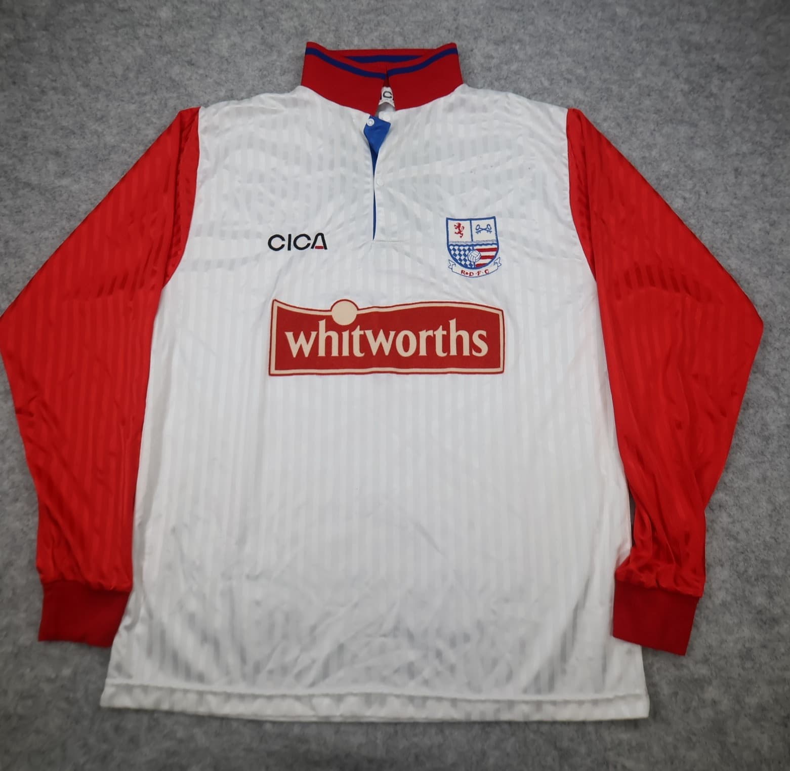 Vintage Rushden and Diamonds Home Shirt White Red Large 1997 1998 Soccer Jersey