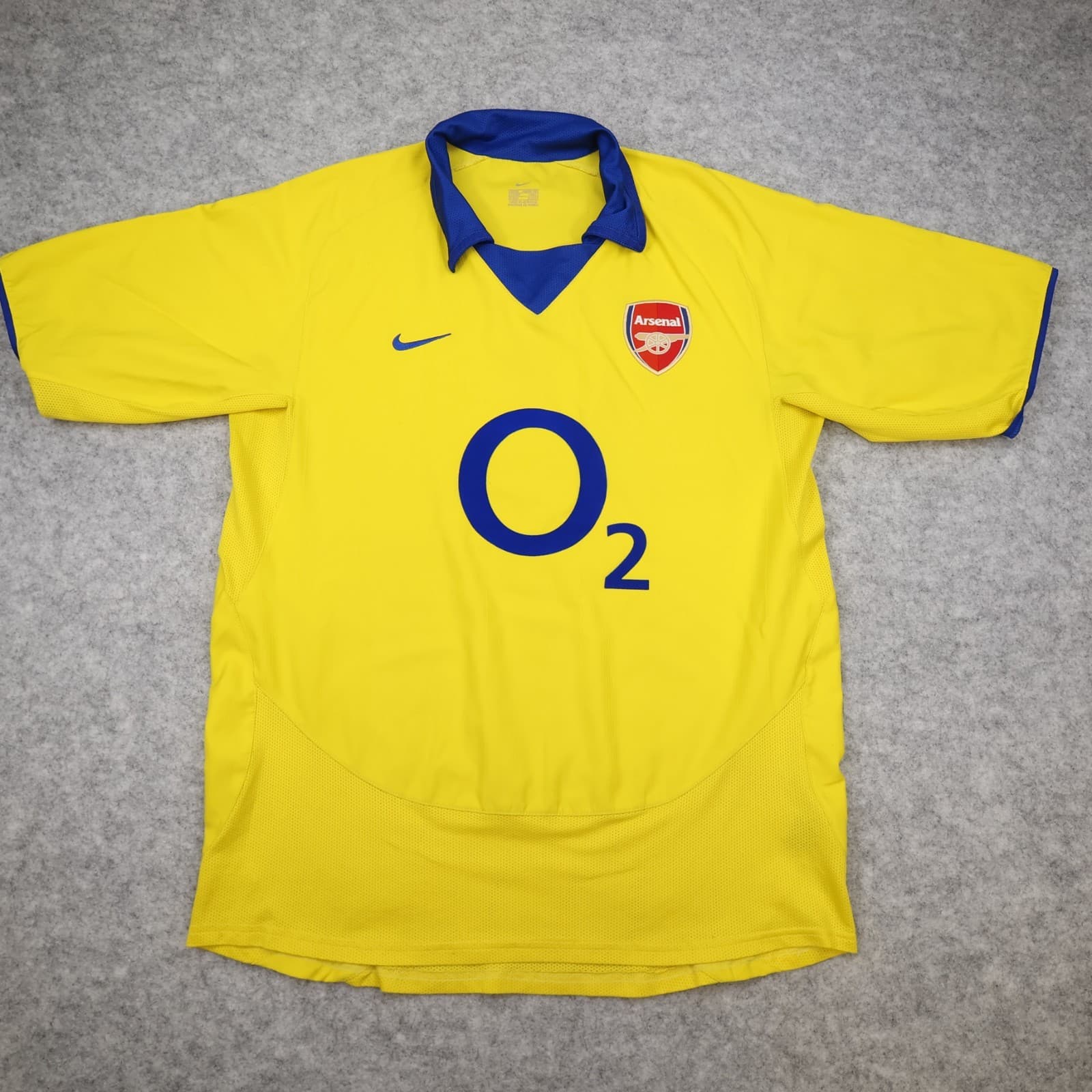 Arsenal Shirt Medium Yellow Away Kit 2003 2004 Nike Soccer Jersey O2
