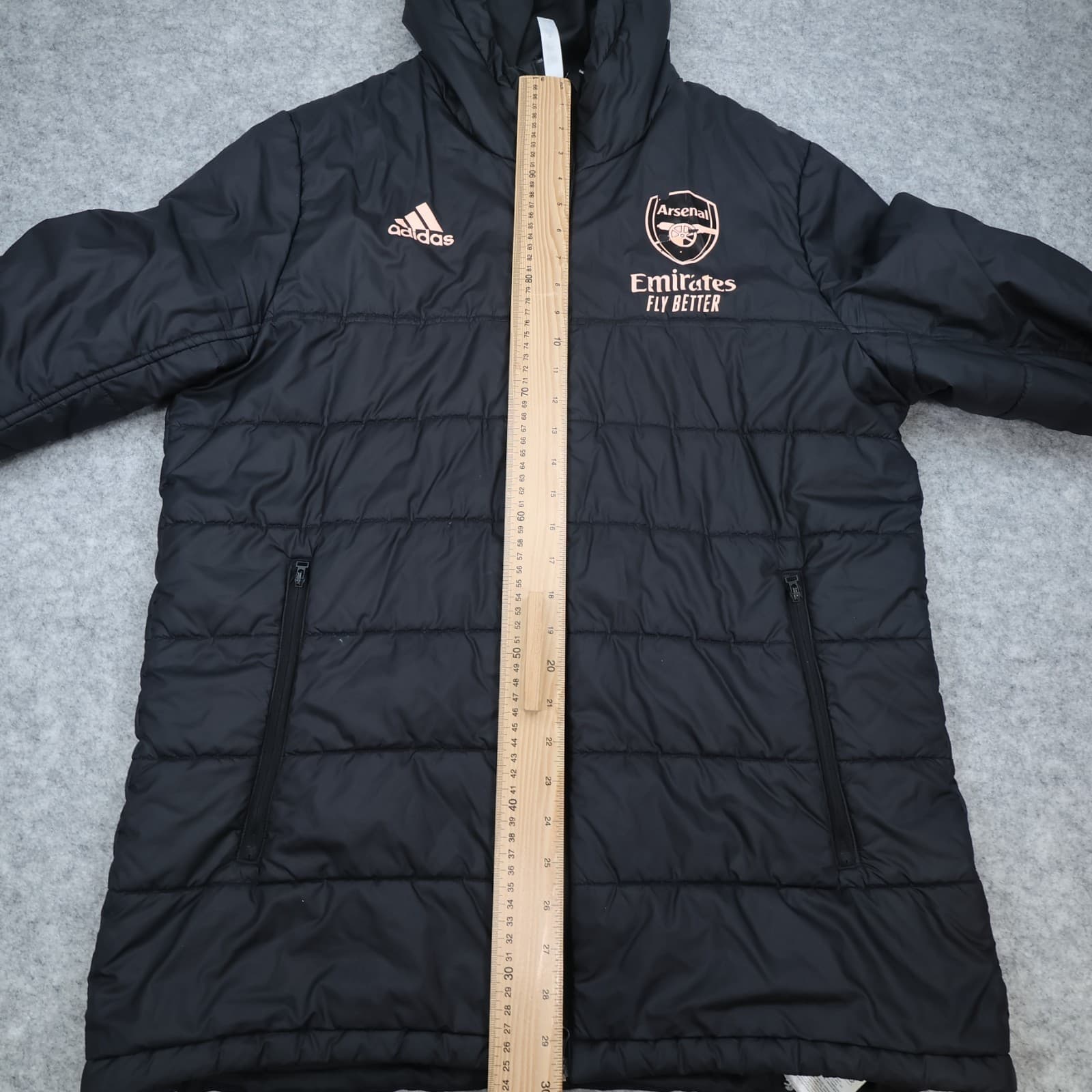 Arsenal Jacket Large Black Winter Adidas Padded Long Bench Coat 2020 2021 photo 14