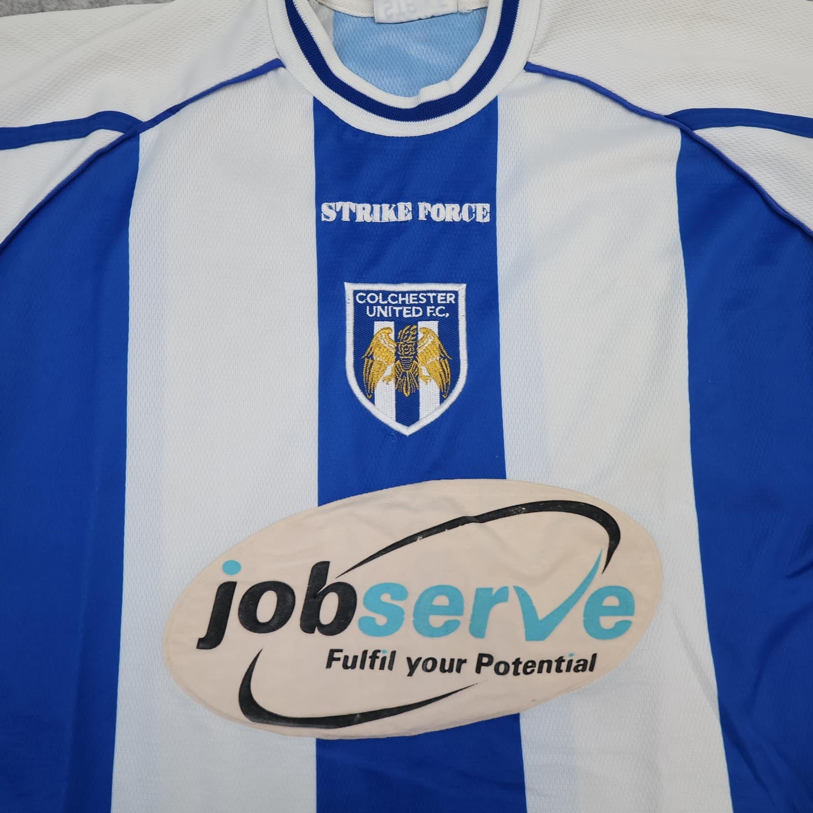 Colchester United Shirt Mens Large Home 2000 2002 Strike Force Jobserve Jersey photo 3