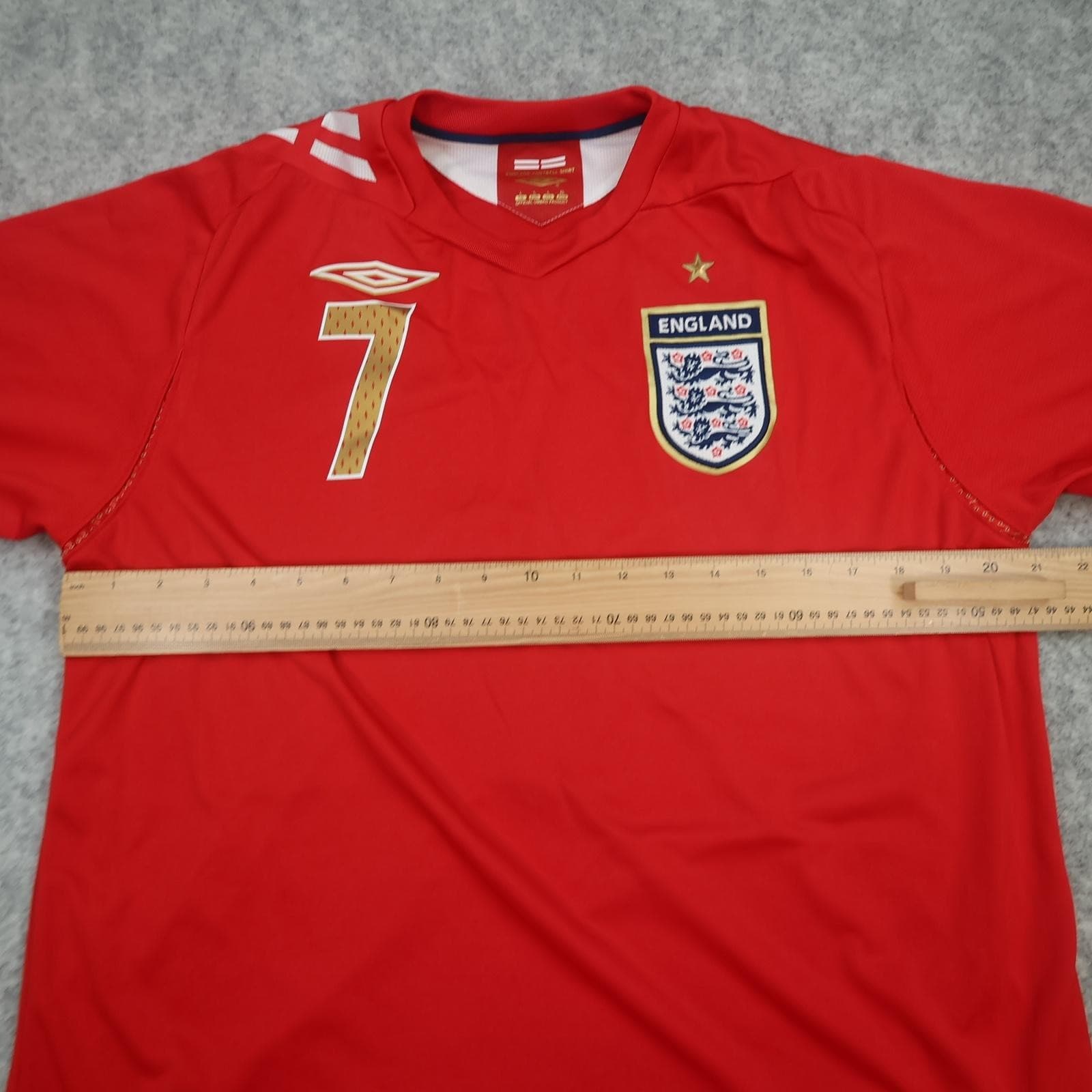 England Away Shirt Mens Large Red 2006 2008 Football Umbro Beckham 7 Jersey photo 8