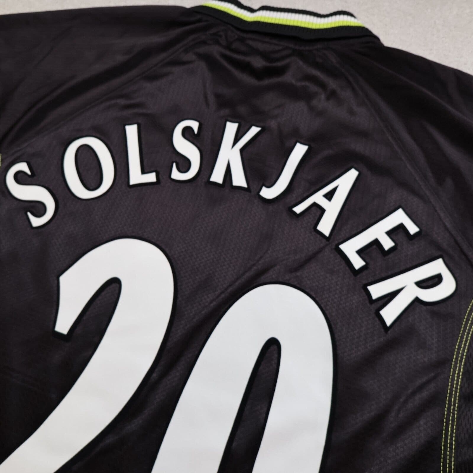 Vintage Manchester United Shirt 2XL Black Third Kit 1998 1999 Jersey Solskjaer photo 7