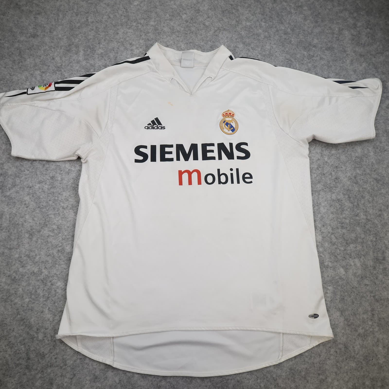 Vintage Real Madrid Shirt Mens Medium White Home 2004 2005 Adidas Siemens Mobile