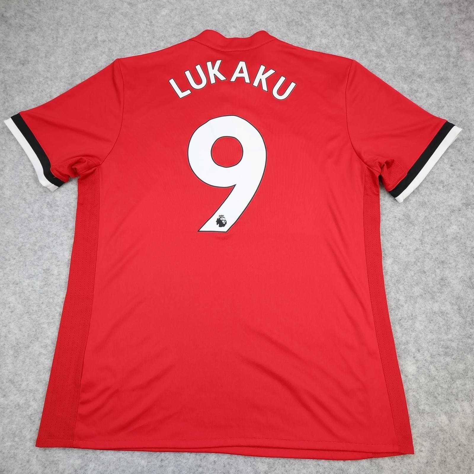 Manchester United Shirt Mens Large Red Home 2017 2018 Football Adidas Lukaku 9 photo 7