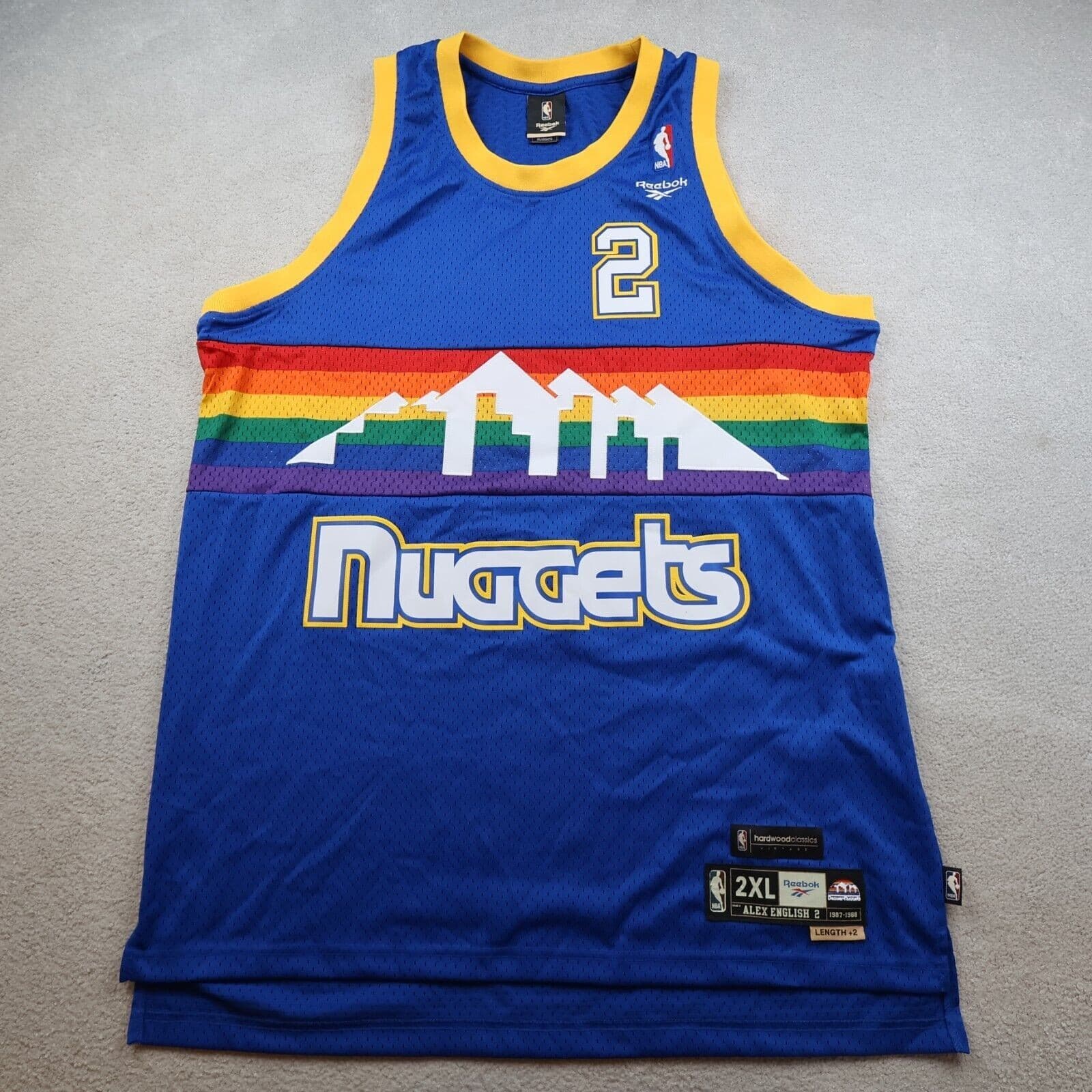 Denver Nuggets Jersey 2XL Reebok NBA Alex English Hardwood Classics 1987 1988 photo 2