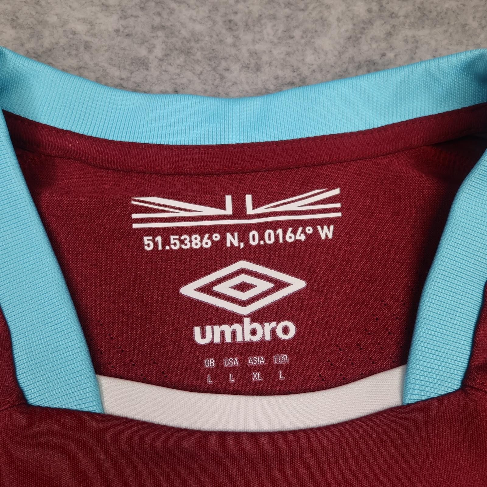 West Ham United Shirt Mens Large Red Home 2016 2017 EPL Football Umbro Jersey photo 5