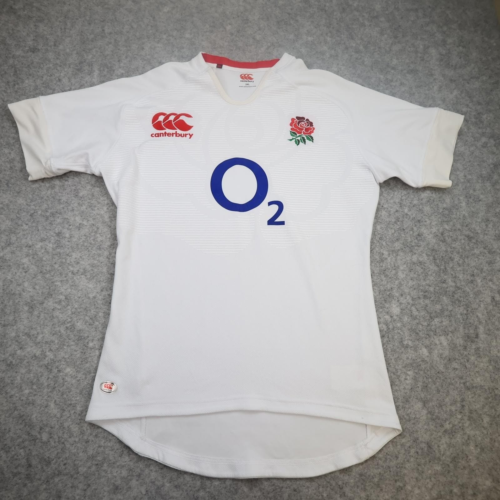 England Rugby Shirt Mens 2XL White 2012 Pro Version Canterbury O2 Home Jersey