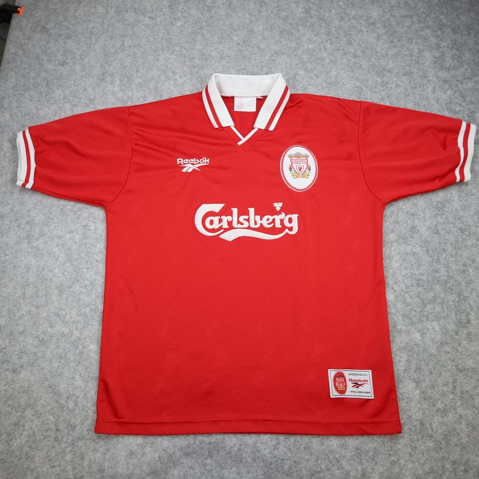 Vintage Liverpool Shirt Mens Large Red Home 1996 1997 Reebok Fowler 9 Carlsberg photo 2