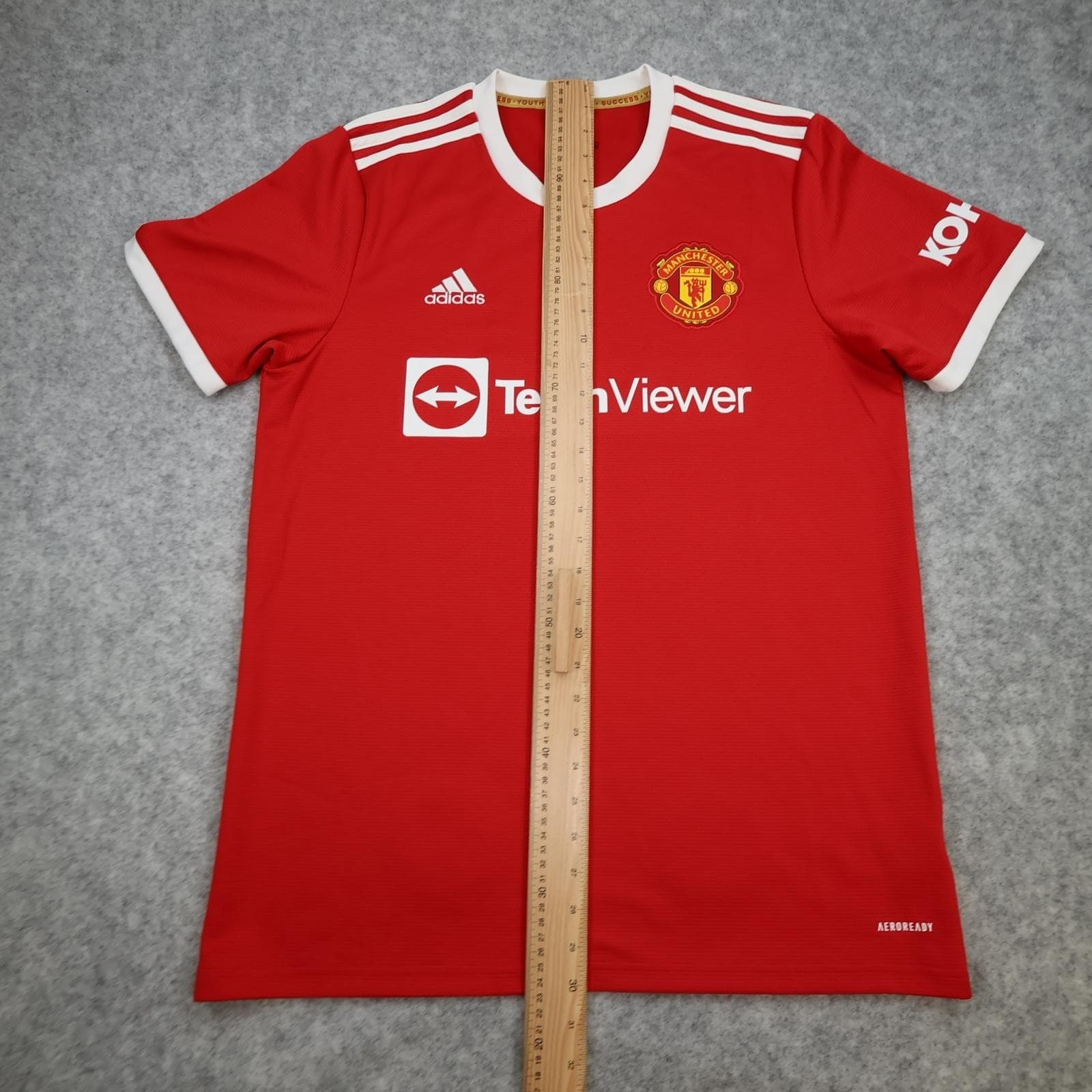 Manchester United Shirt Mens Large Red Home 2021 2022 Football Adidas TeamViewer photo 12