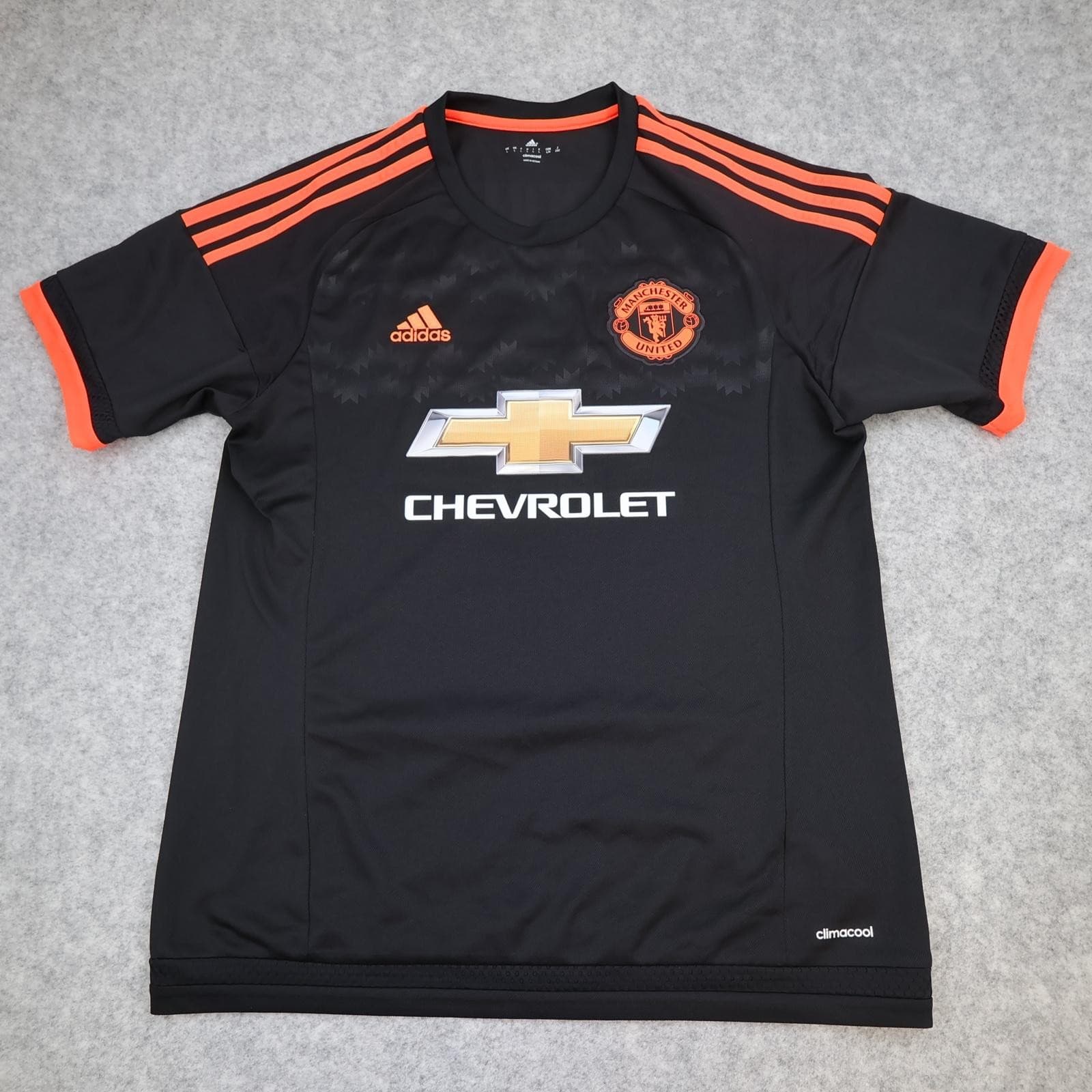 Manchester United Shirt Mens Large Black 3rd Kit 2015 2016 Adidas Rooney 10 photo 2