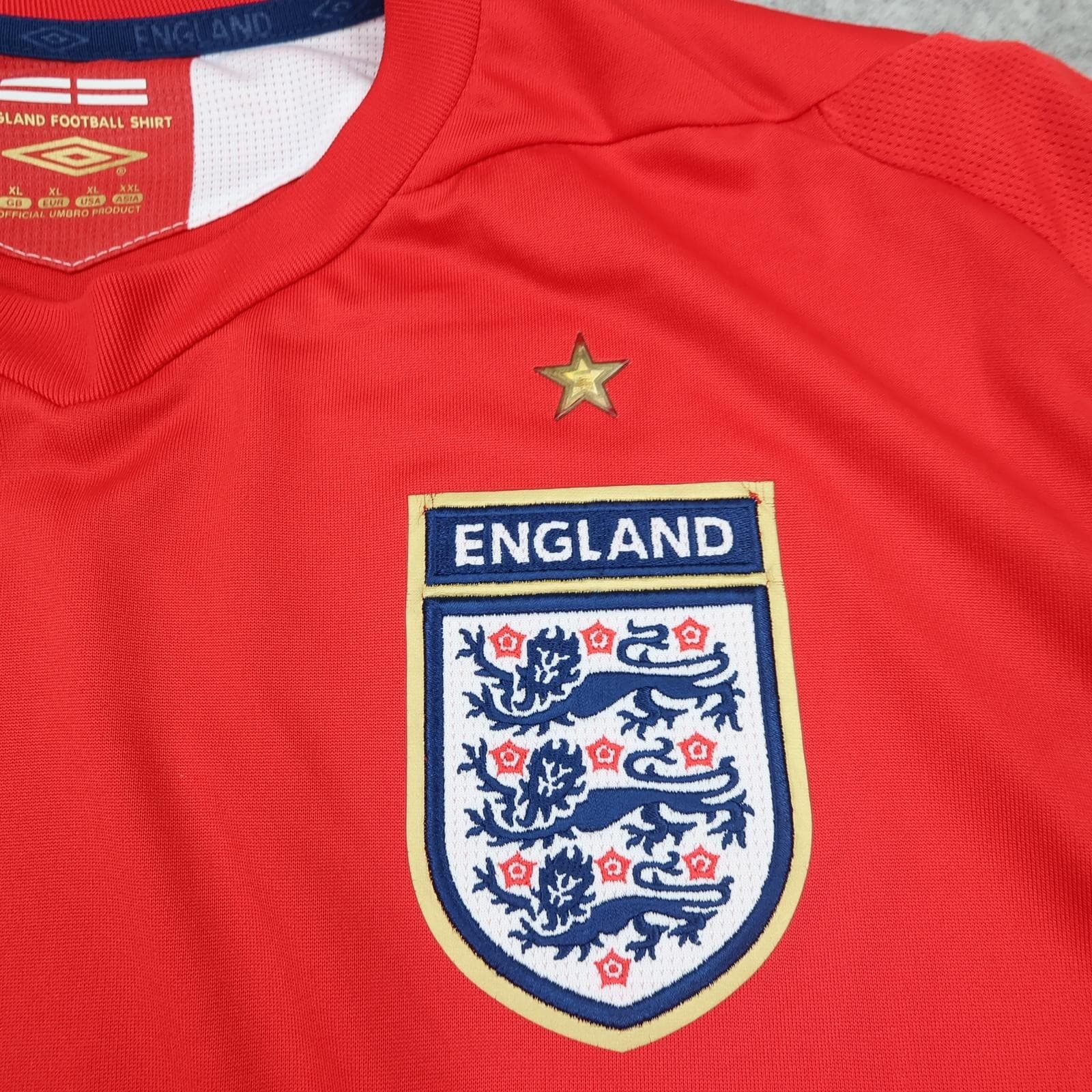 England Away Shirt Mens XL Red 2006 2008 Football Umbro Soccer Jersey Top 00s photo 3