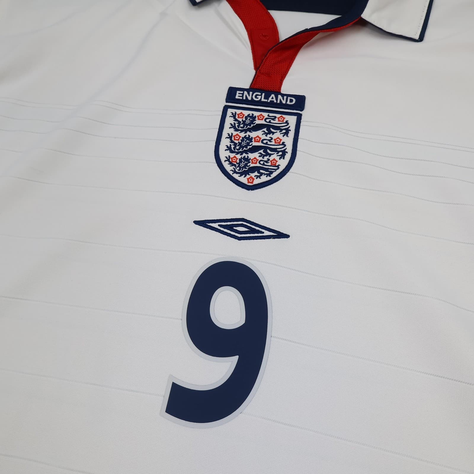 England Home Shirt Mens Large White 2005 2007 Soccer Umbro Rooney 9 Jersey photo 3
