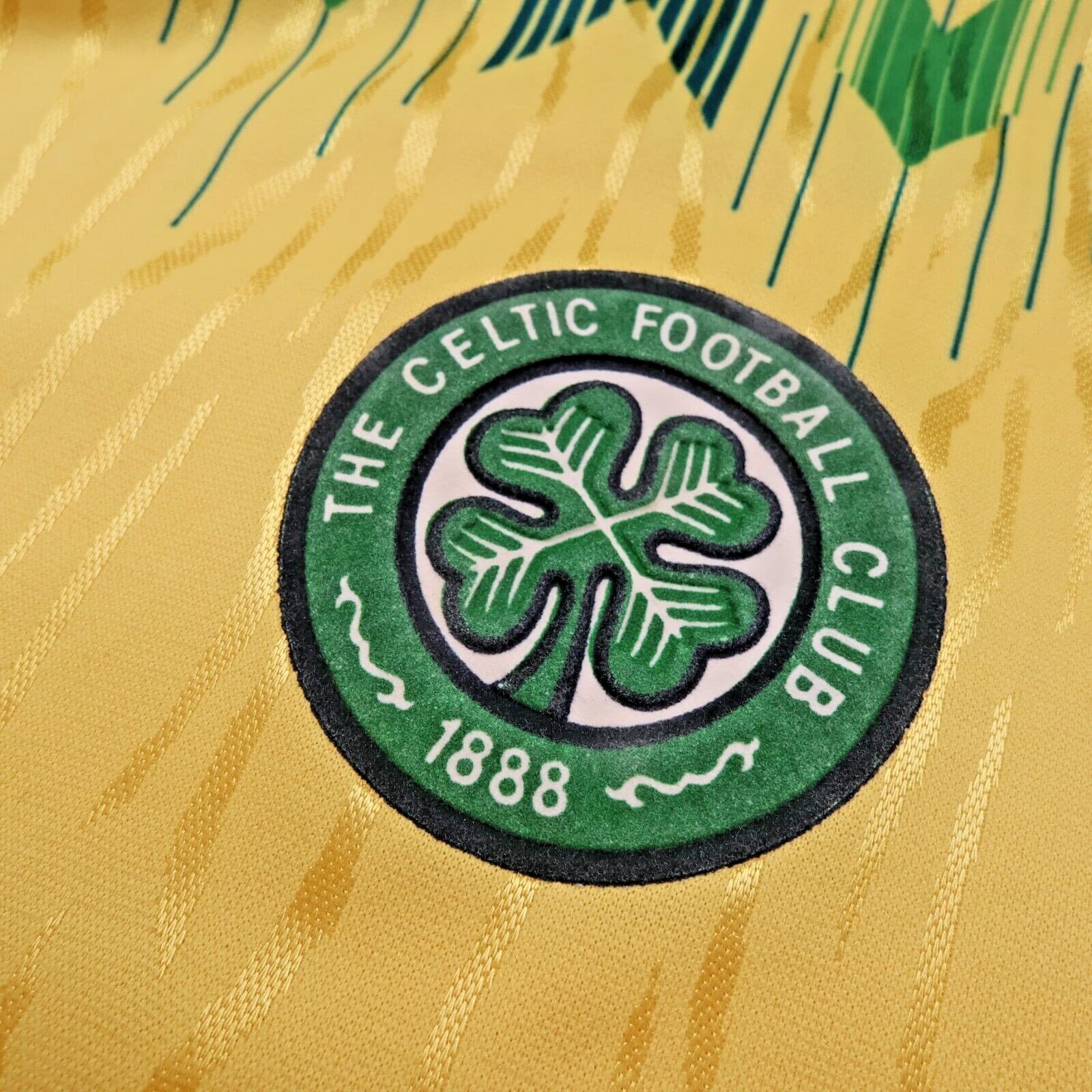 Vintage Celtic Football Shirt Large Yellow Home Kit 1989 1990 Umbro Jersey 38 40 photo 4
