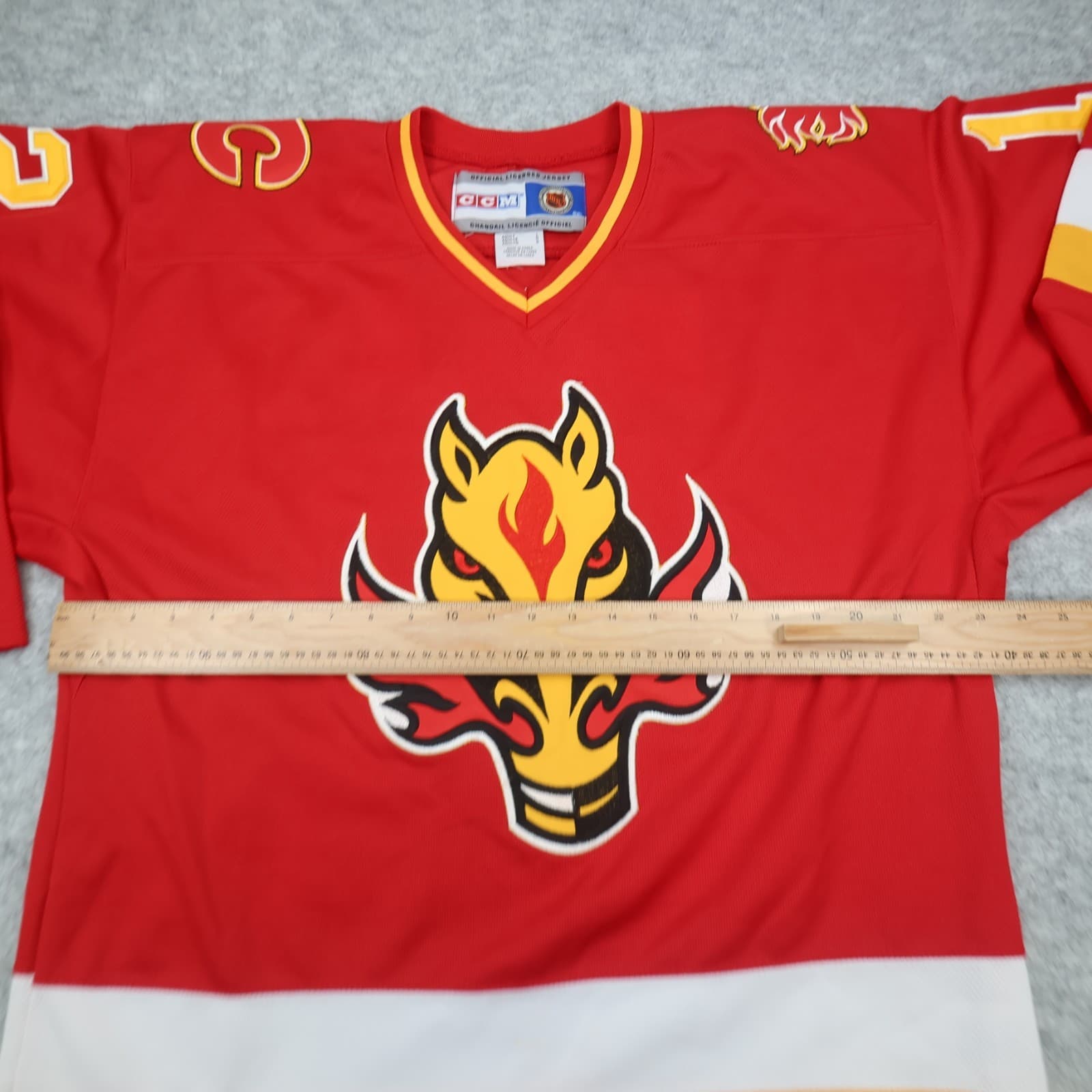 Vintage Calgary Flames Jersey Large Red NHL 90s Hockey Shirt CCM Jarome Iginla photo 7